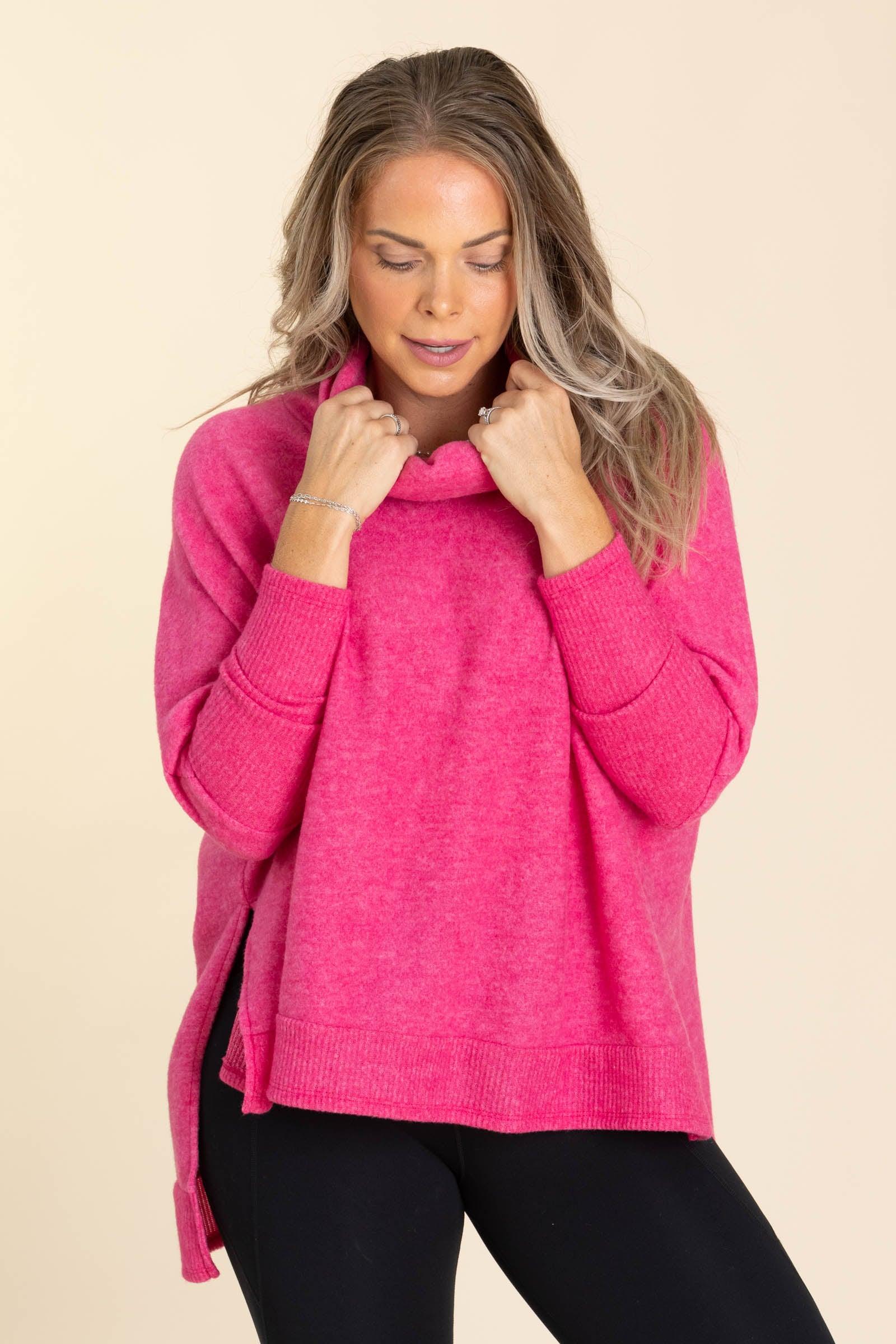 Cowl Neck High-Low Knit Tunic Top Product Image