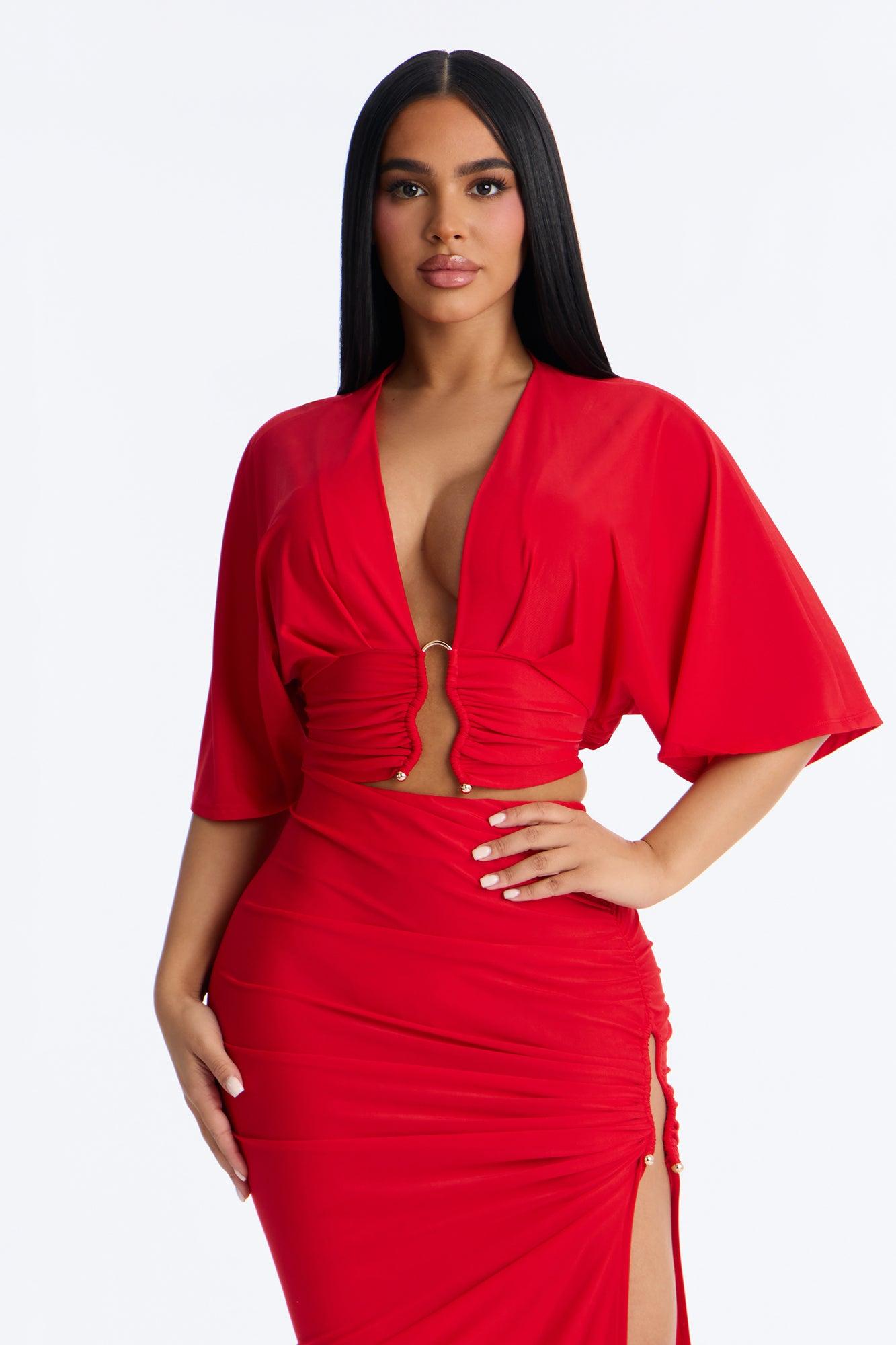 Charlotte Midi Skirt Set - Red Female Product Image