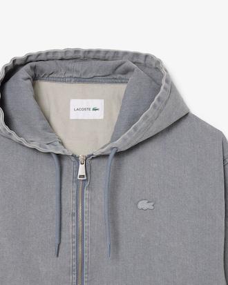 Washed Effect Denim Hooded Jacket Product Image