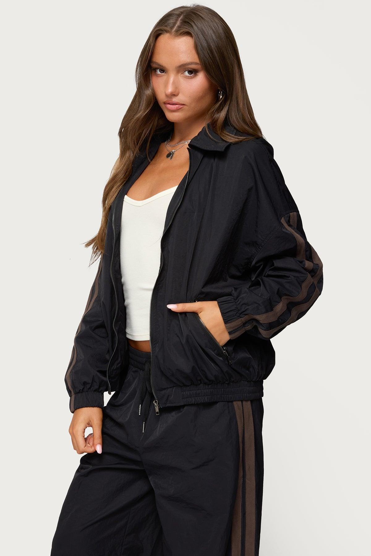 Kieran Stripey Nylon Track Jacket Product Image