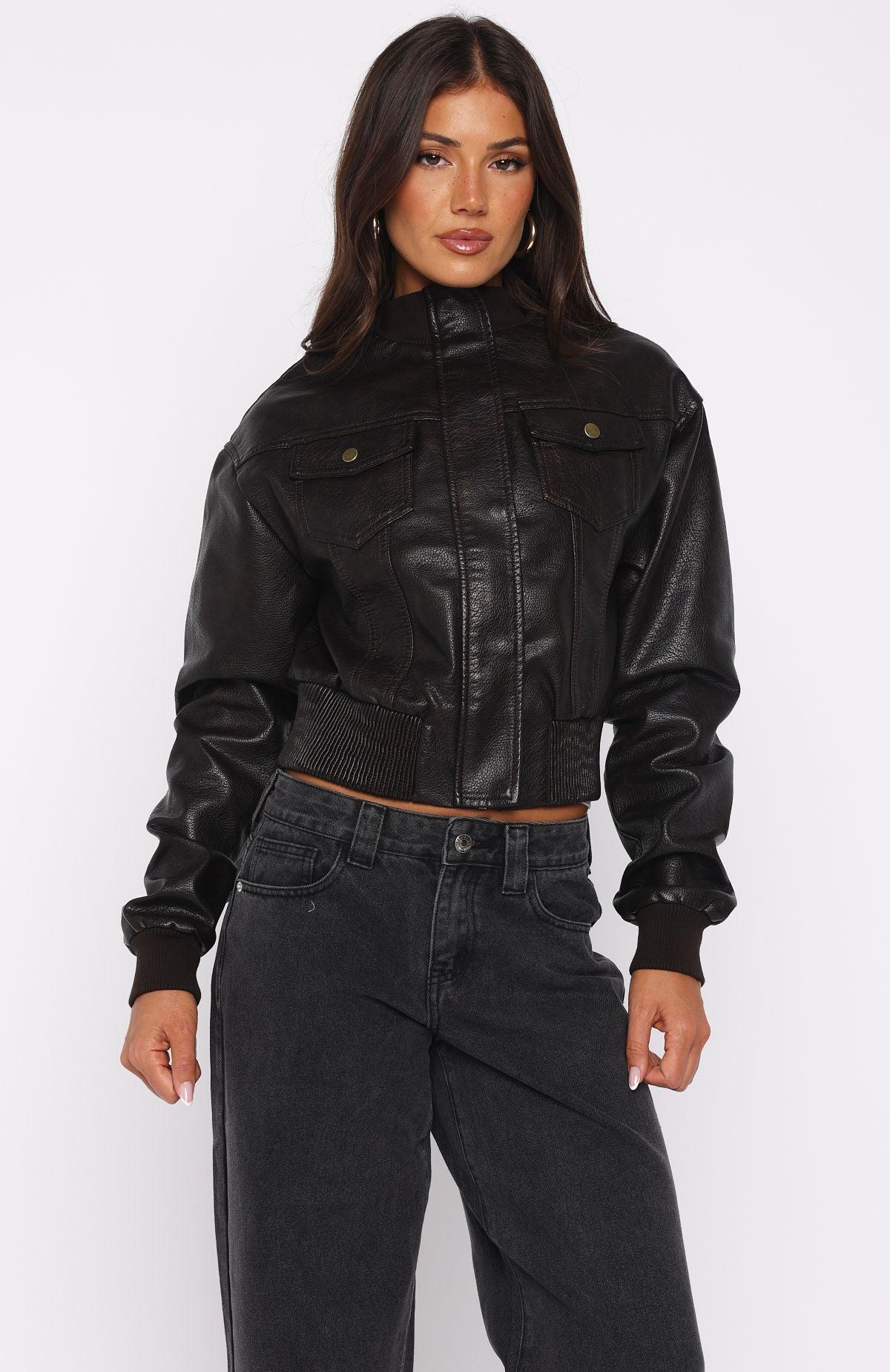 She's Sassy Pu Jacket Coffee Product Image