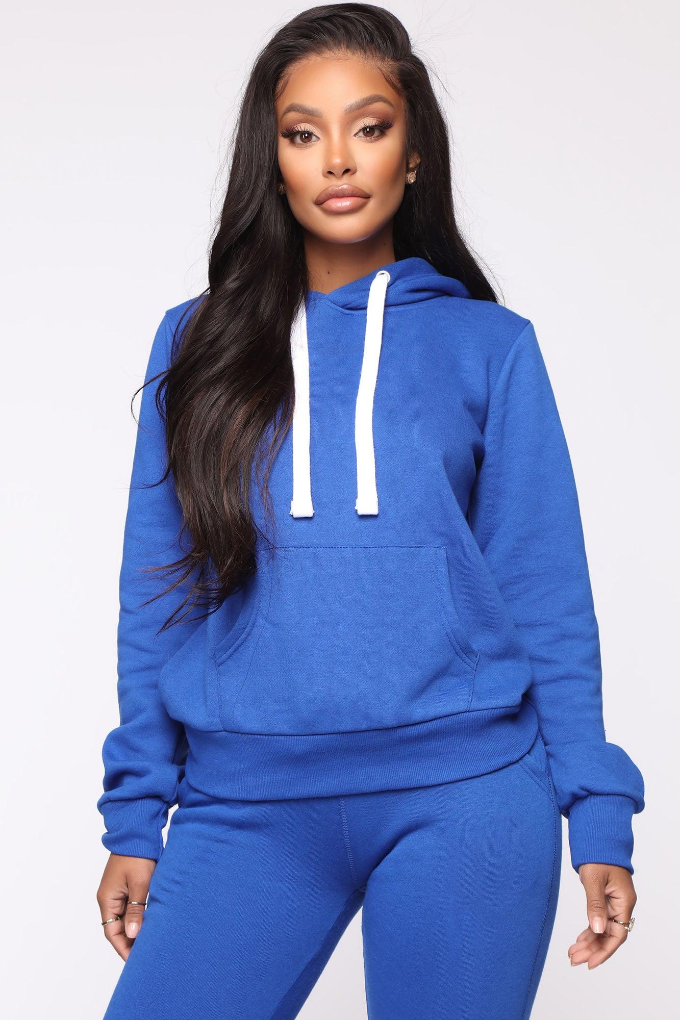 Relaxed Vibe Solid Hoodie - Blue Product Image
