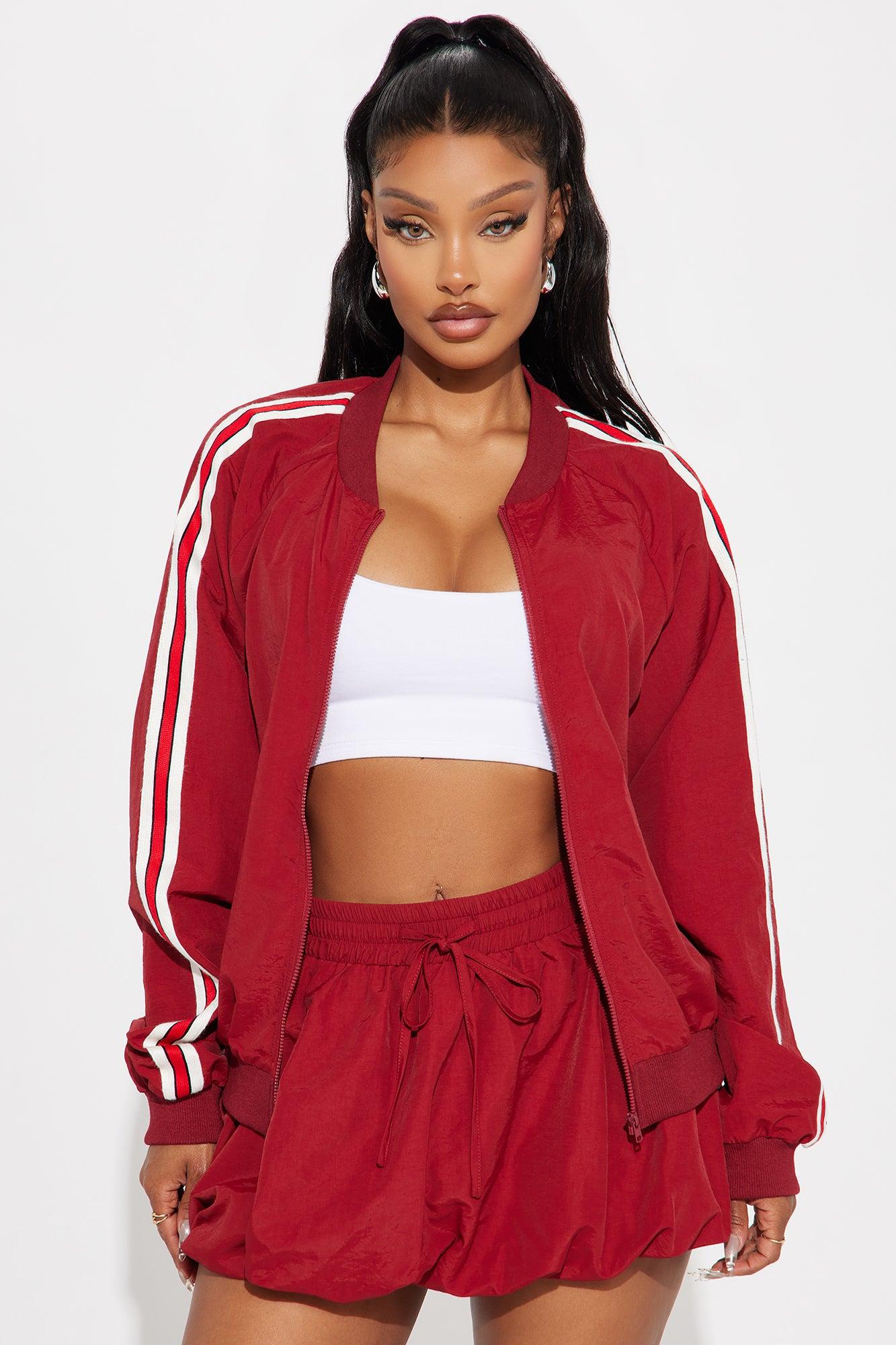 Sporty Bubble Hem Skirt Set - Red Product Image