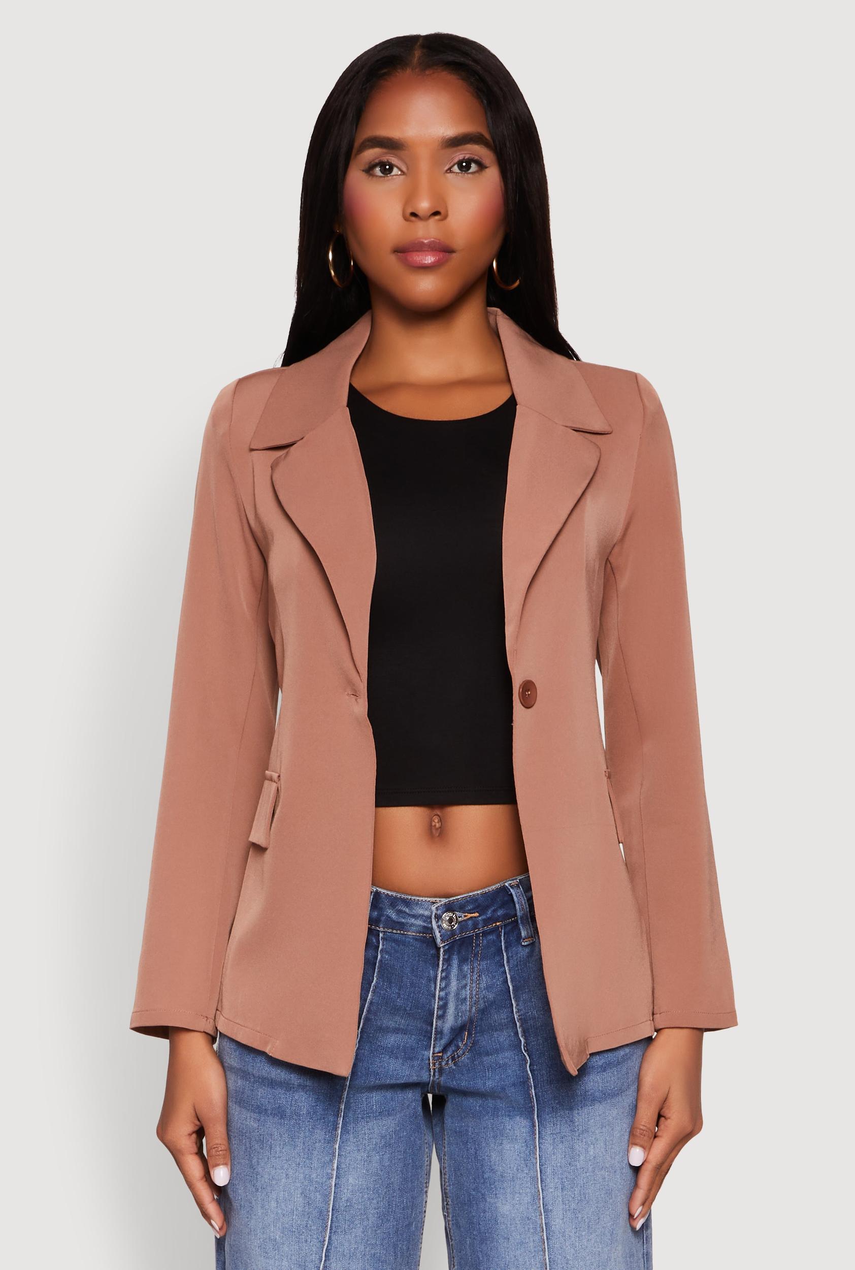 Padded Shoulder One Button Blazer Female Product Image