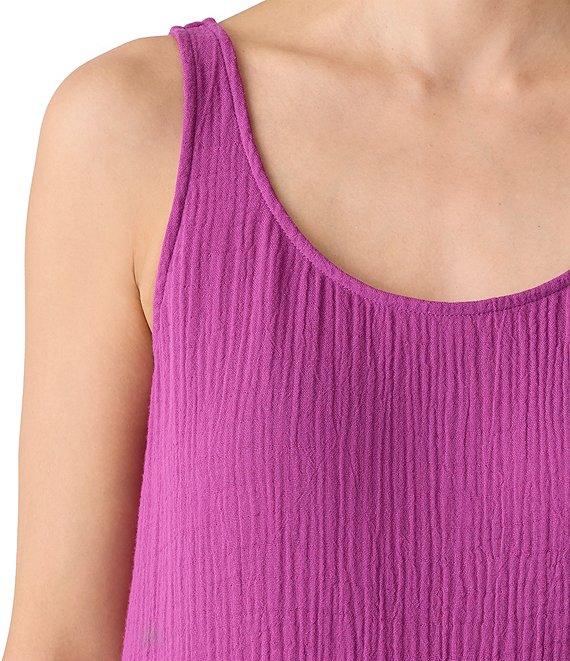 Eileen Fisher Organic Cotton Gauze Scoop Neck Sleeveless Tiered Maxi Dress Product Image