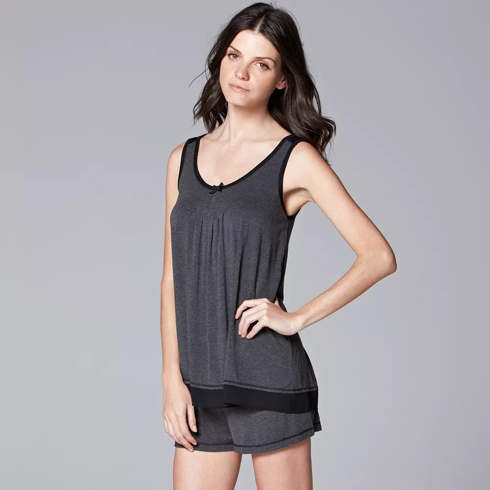 Women's Simply Vera Vera Wang Basic Luxury Tank Top & Boxer Sleep Set,  Product Image