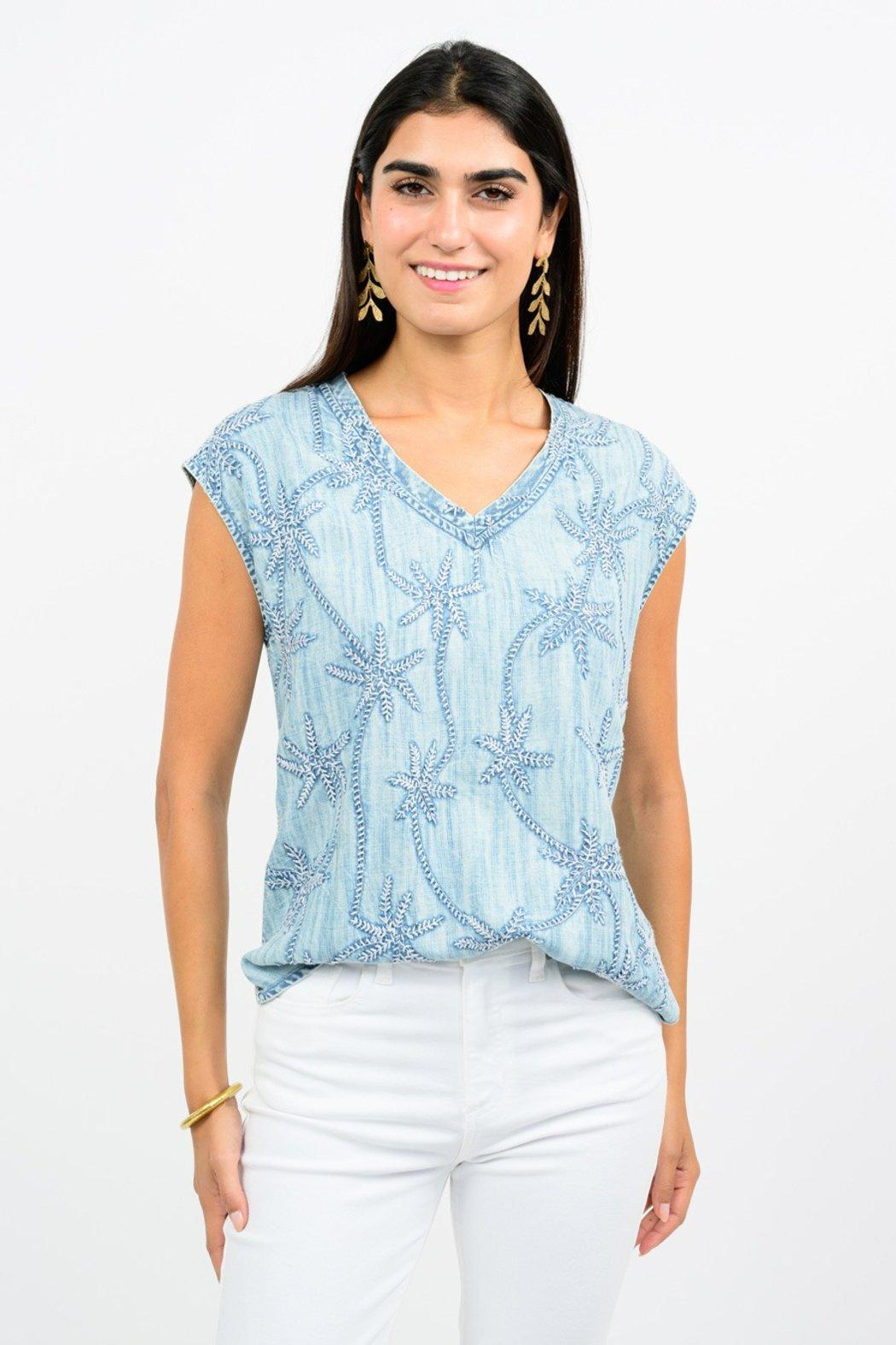 Denim Palm Tee Product Image