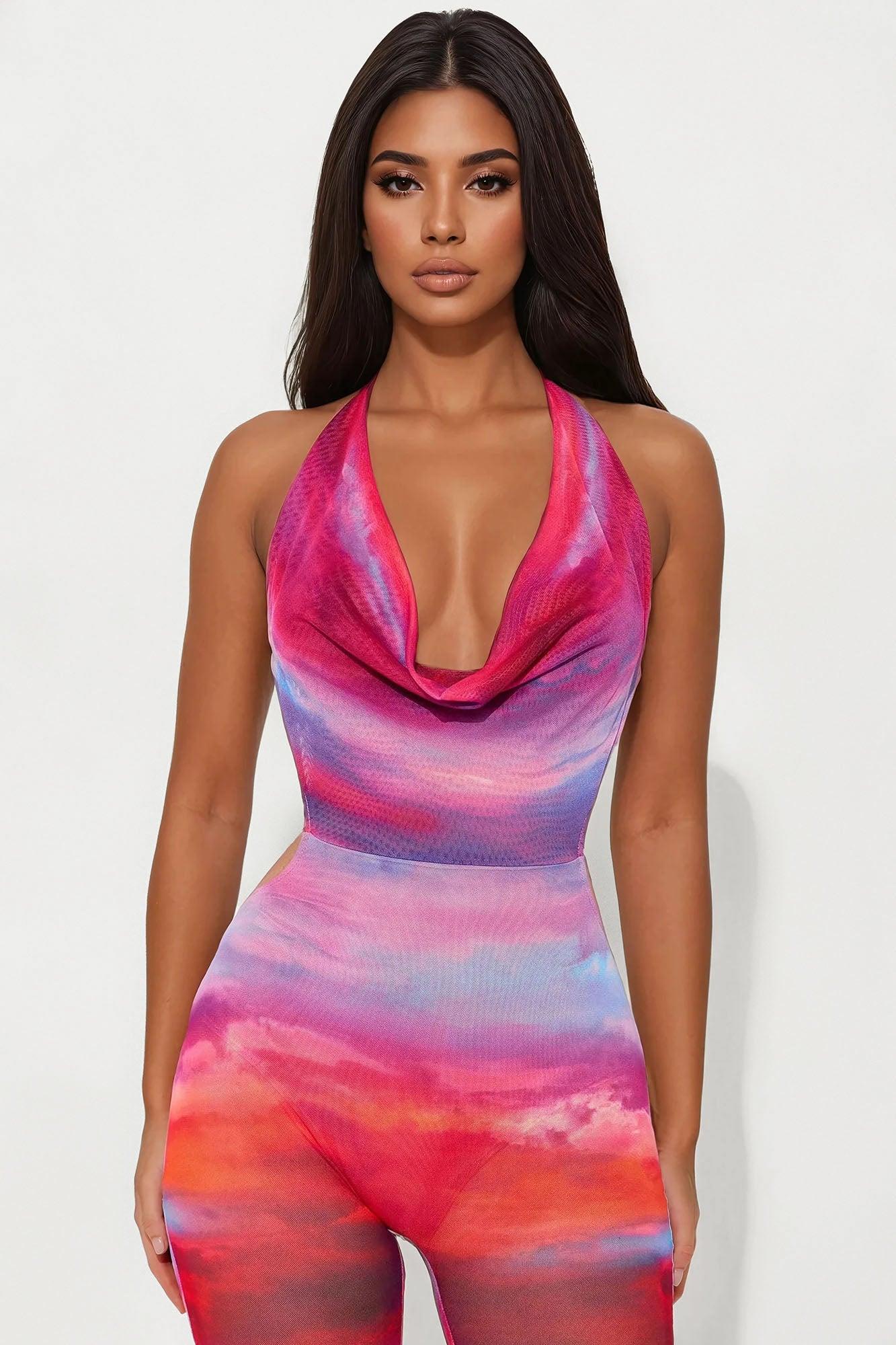 Danielle Ombre Mesh Jumpsuit - Purple/combo Female Product Image
