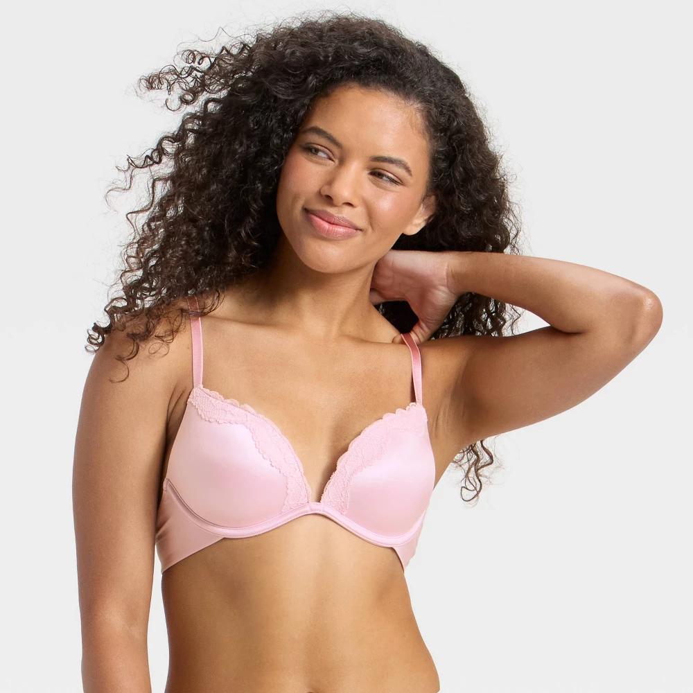 Women's Lace Trim Super Push-Up Bra - Wild Fable™ Lilac Purple 34C Product Image