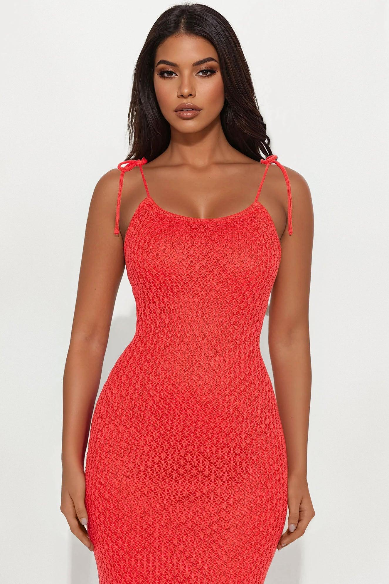 Under The Cabana Crochet Maxi Dress - Orange Product Image