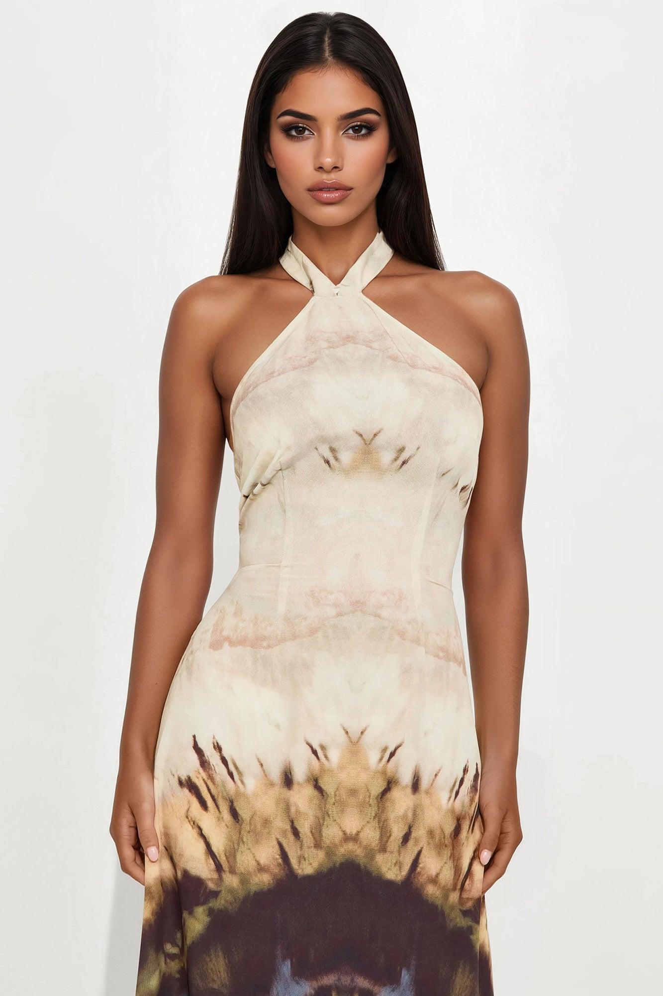 Raiann Halter Maxi Dress - Brown/combo Female Product Image