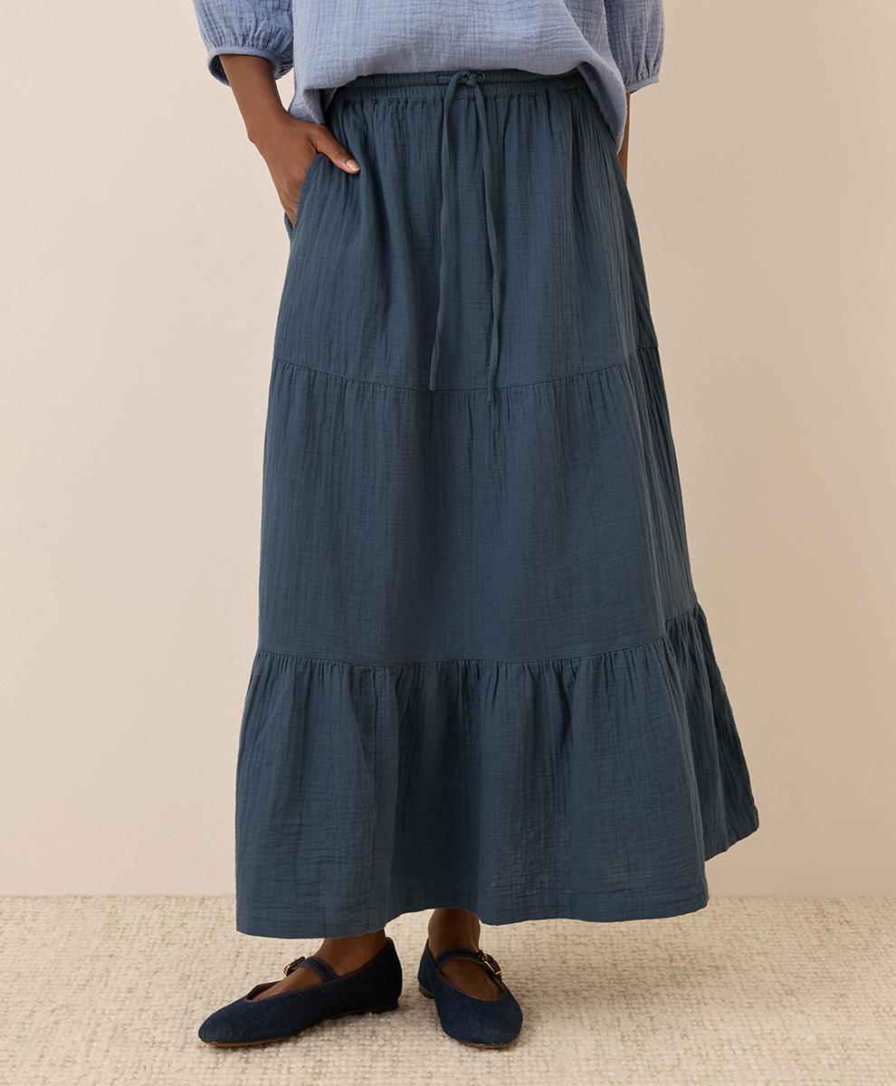 Womens Coastal Double Gauze Tiered Maxi Skirt XX Product Image