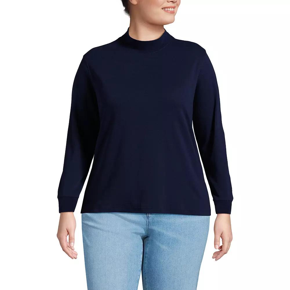 Plus Size Lands' End Relaxed Mockneck Top, Women's, Size: 2XL, Deep  Blue Product Image