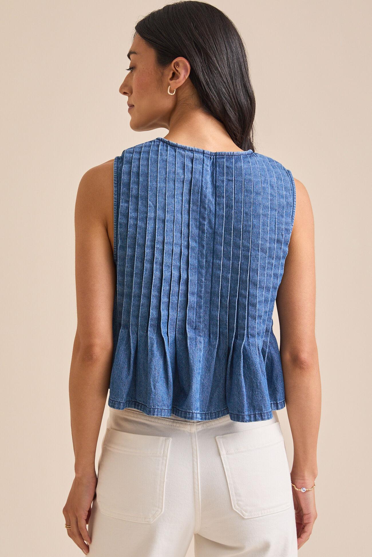 Braleigh Denim Pleated Top Product Image