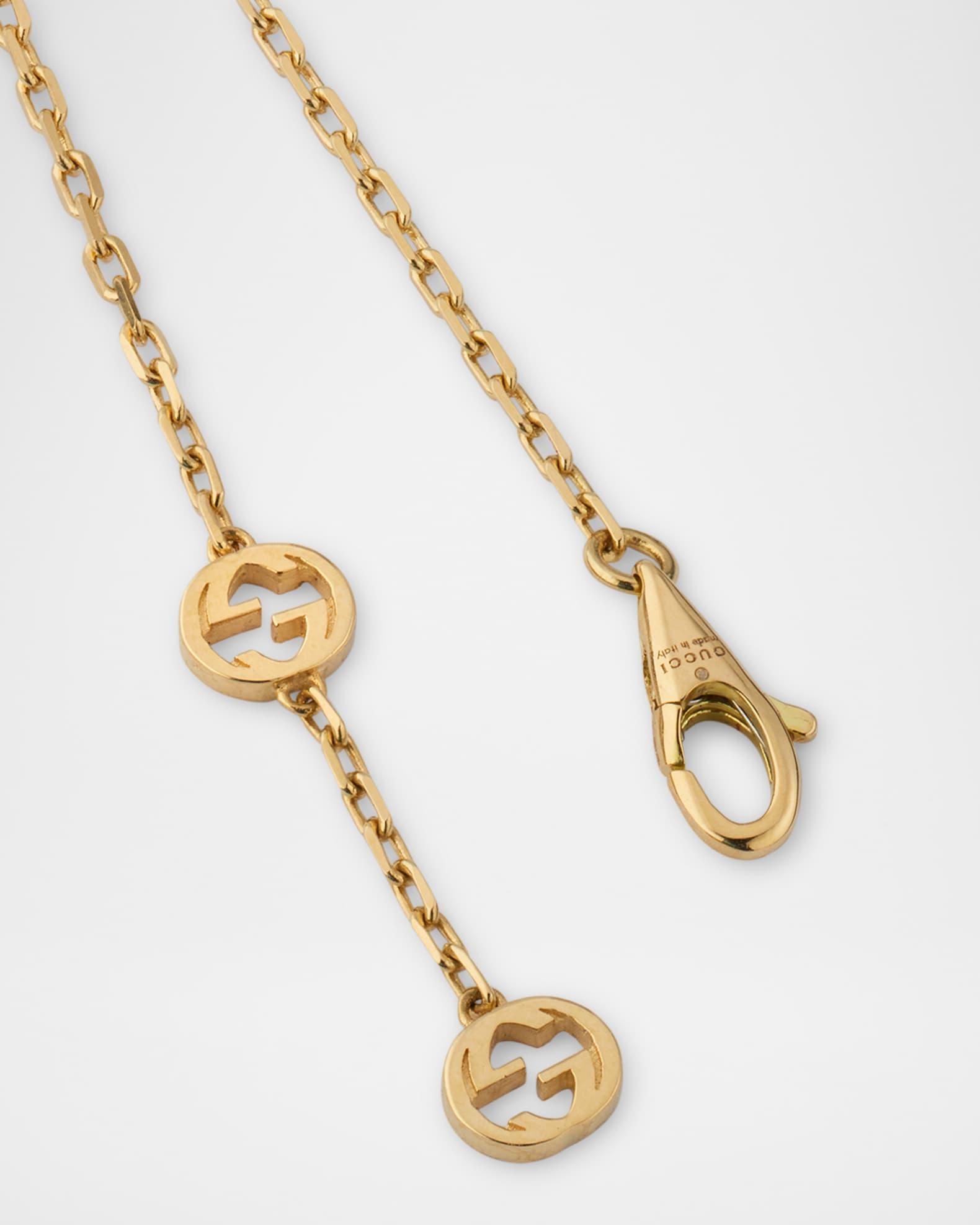 Gucci Interlocking 18K Yellow Gold Chain Bracelet with Diamonds and Amazonite Product Image