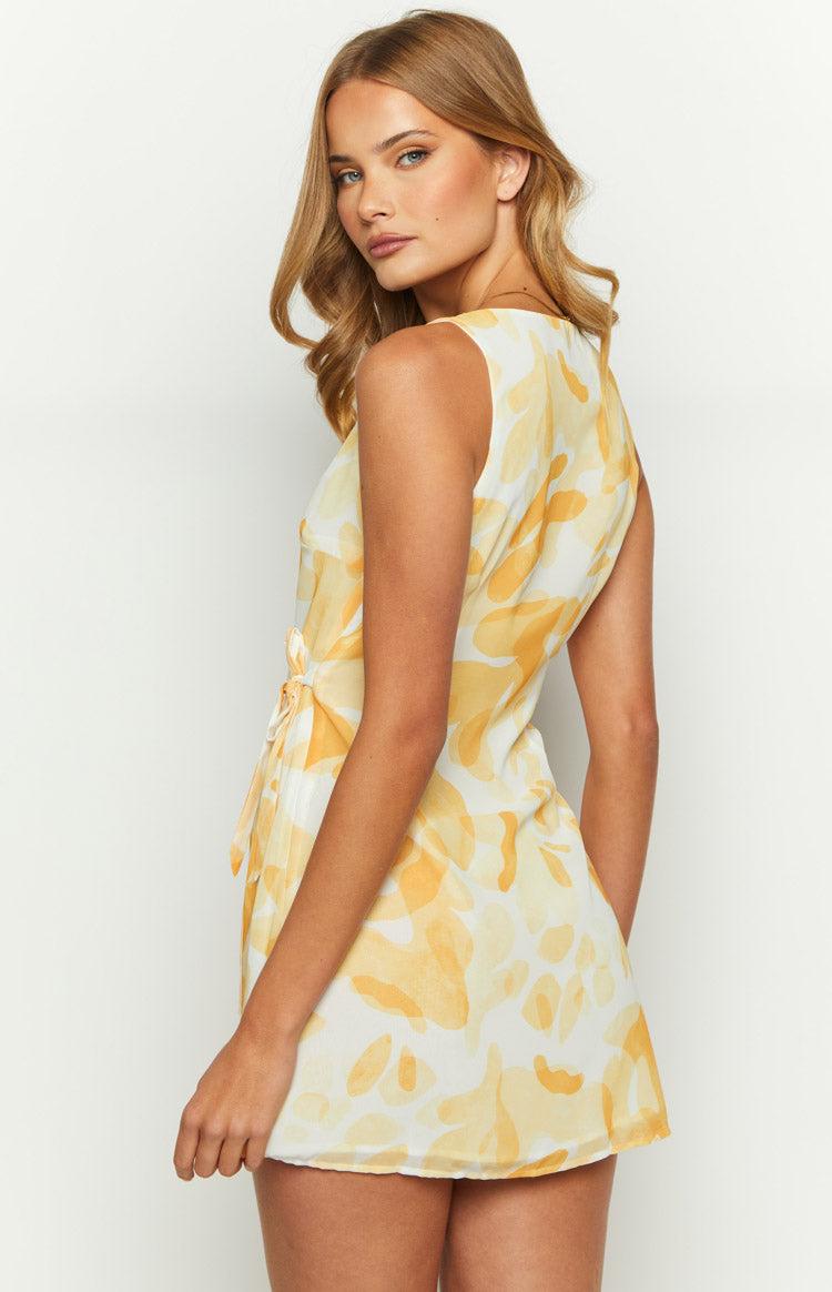 Posie Yellow Print Mini Dress Product Image
