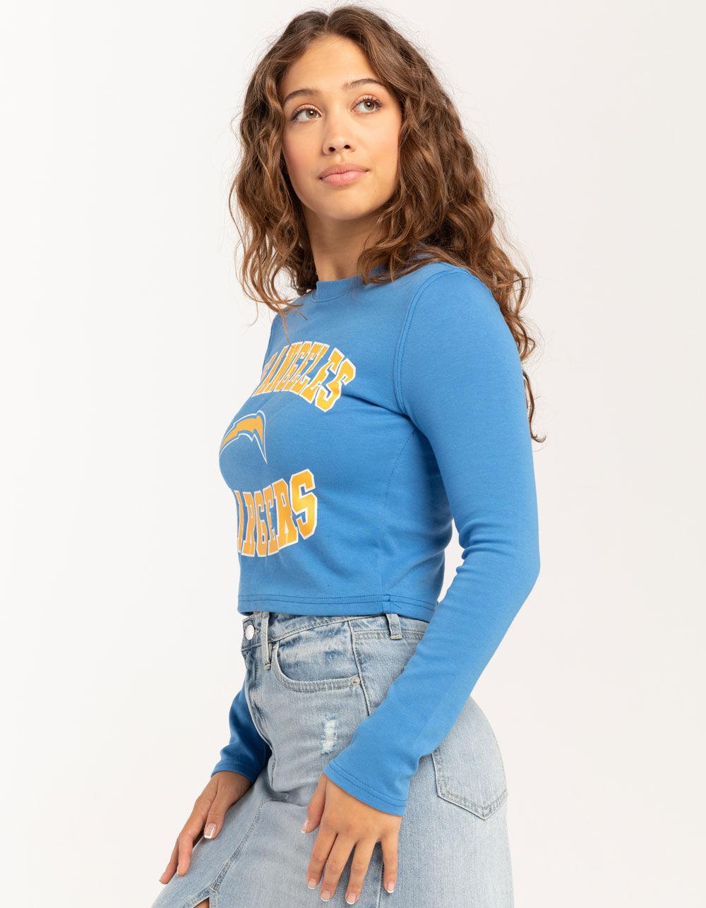 NFL Los Angeles Chargers Womens Long Sleeve Baby Tee - LIGHT BLUE Product Image