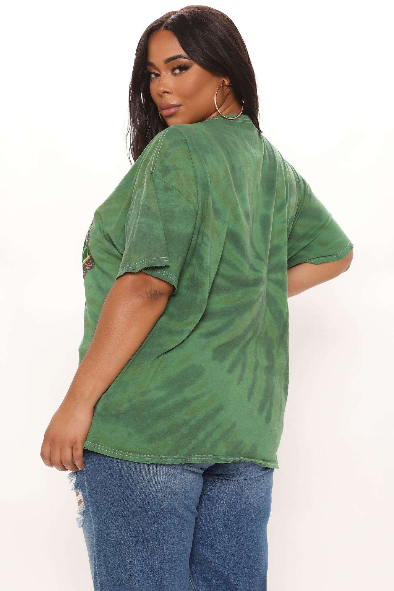 Pink Floyd Distressed Oversized Tie Dye Top - Green Product Image