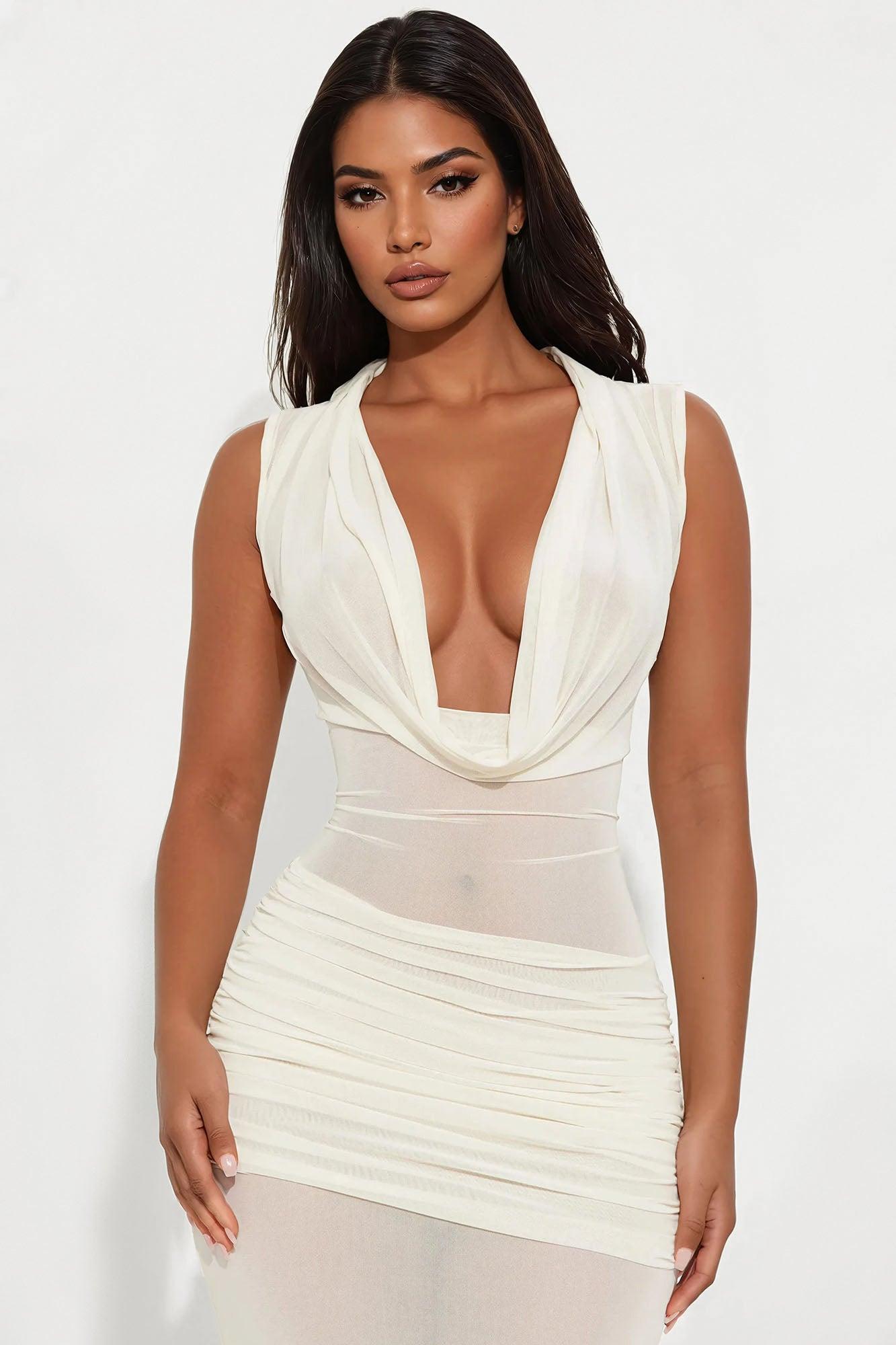 Sun Kissed Mesh Maxi Dress - Cream Product Image