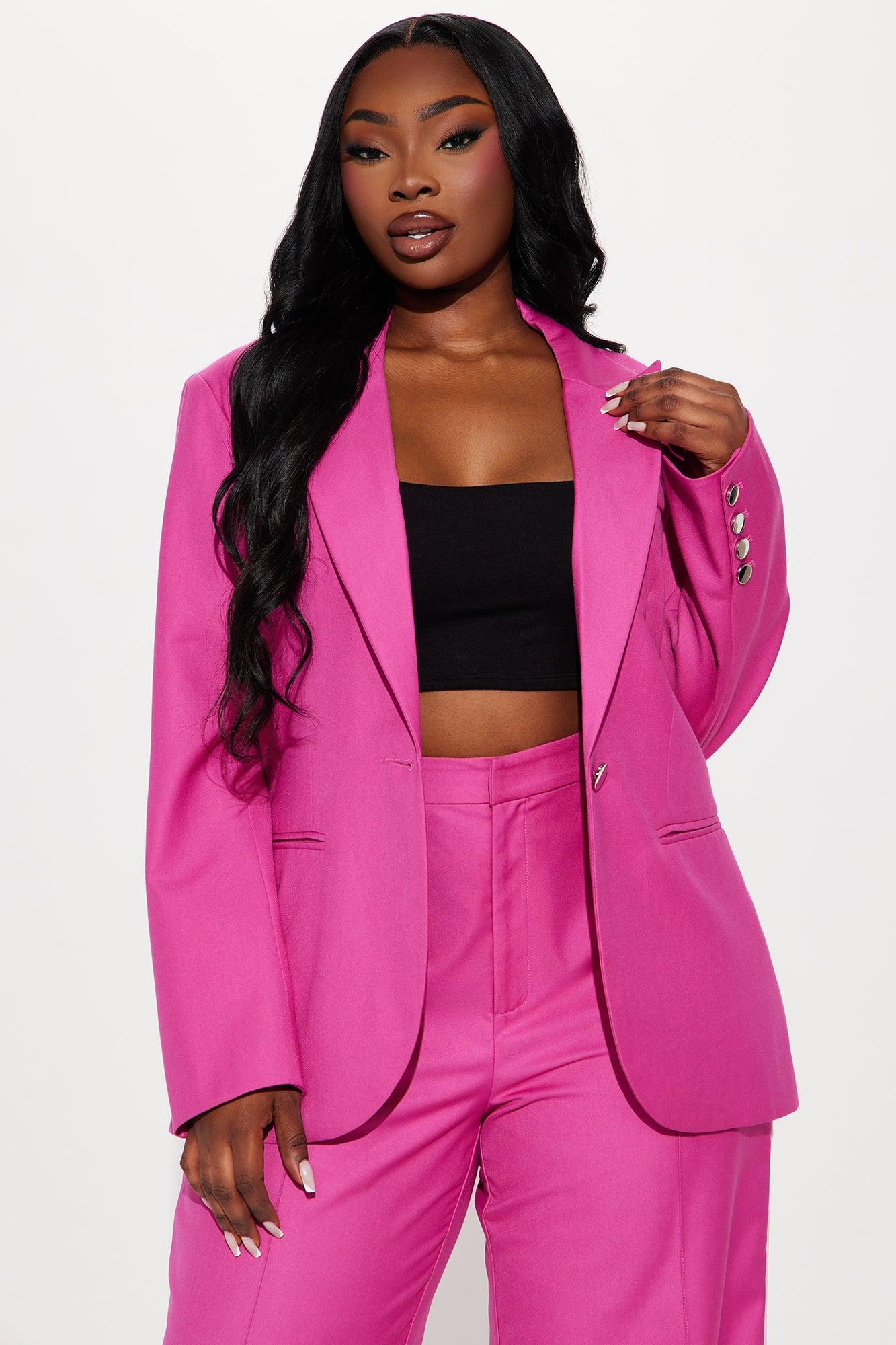 On A Deadline Blazer Pant Set - Pink Product Image