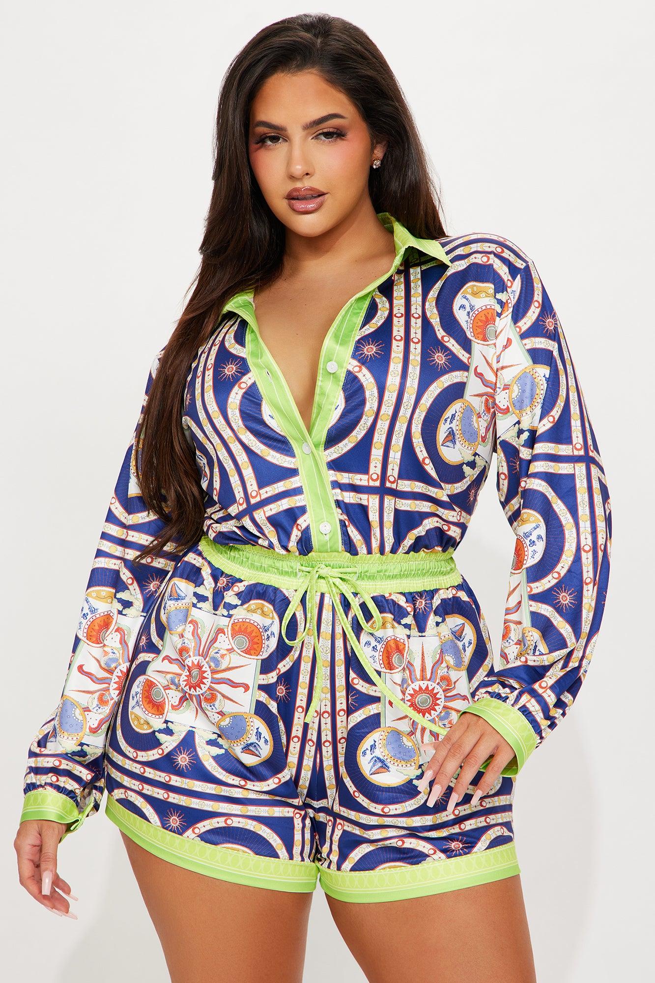 Sevilla Printed Romper - Navy/combo Product Image