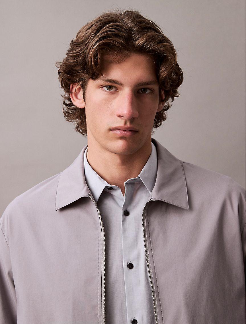 Calvin Klein Mens Slim Stretch Button-Down Shirt - Grey Product Image