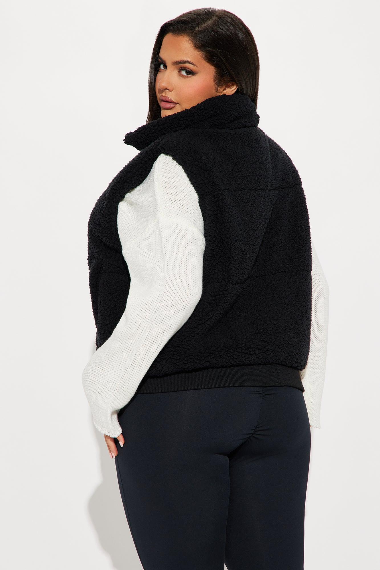 Kiara Sherpa Puffer Vest - Black Product Image