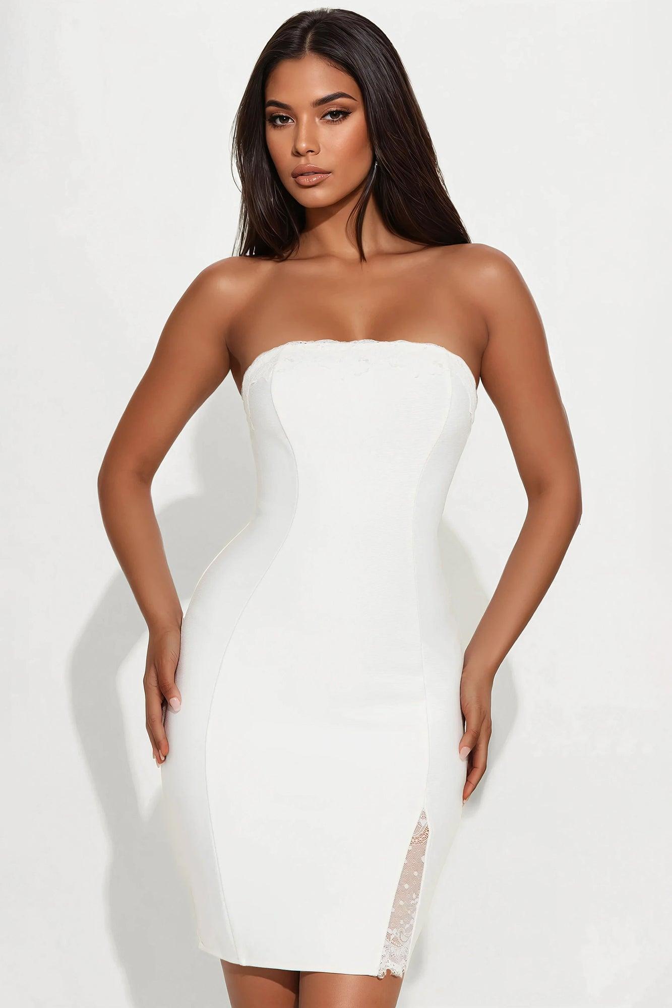 Shaina Bandage Midi Dress - White Product Image