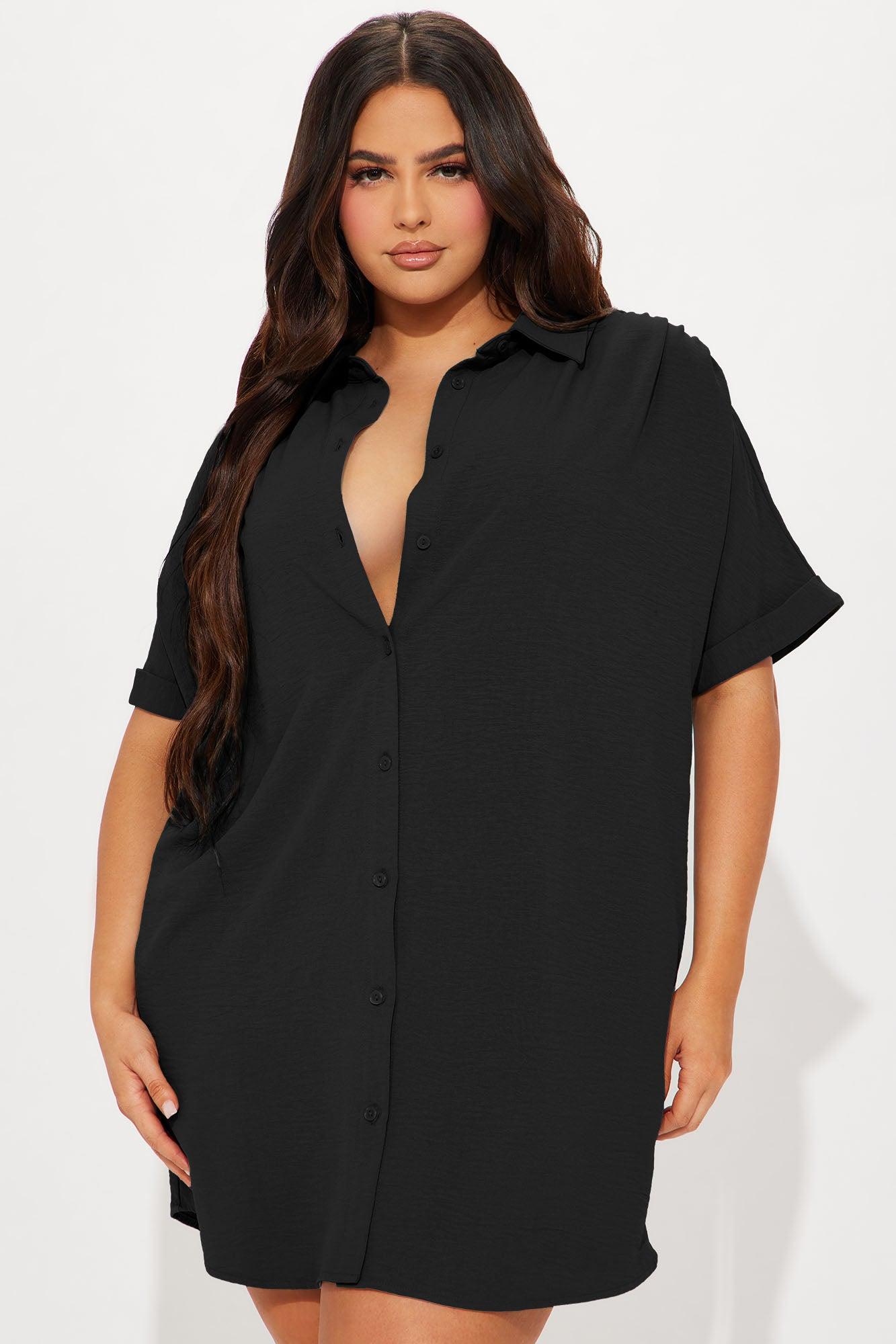 Amelia Mini Shirt Dress - Black Female Product Image