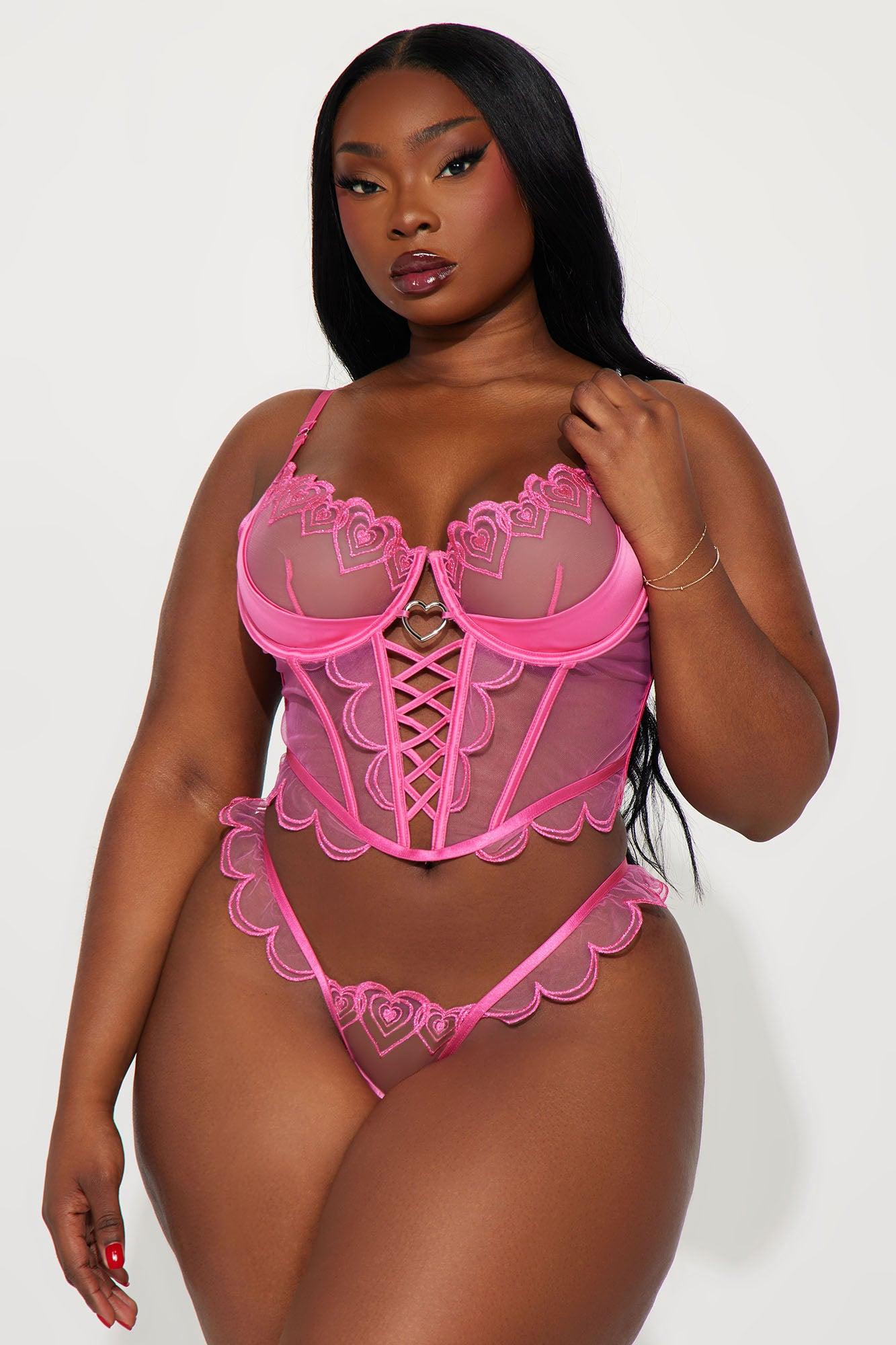 Sweetie Dreams Embroidered Corset 2 Piece Set - Pink Product Image