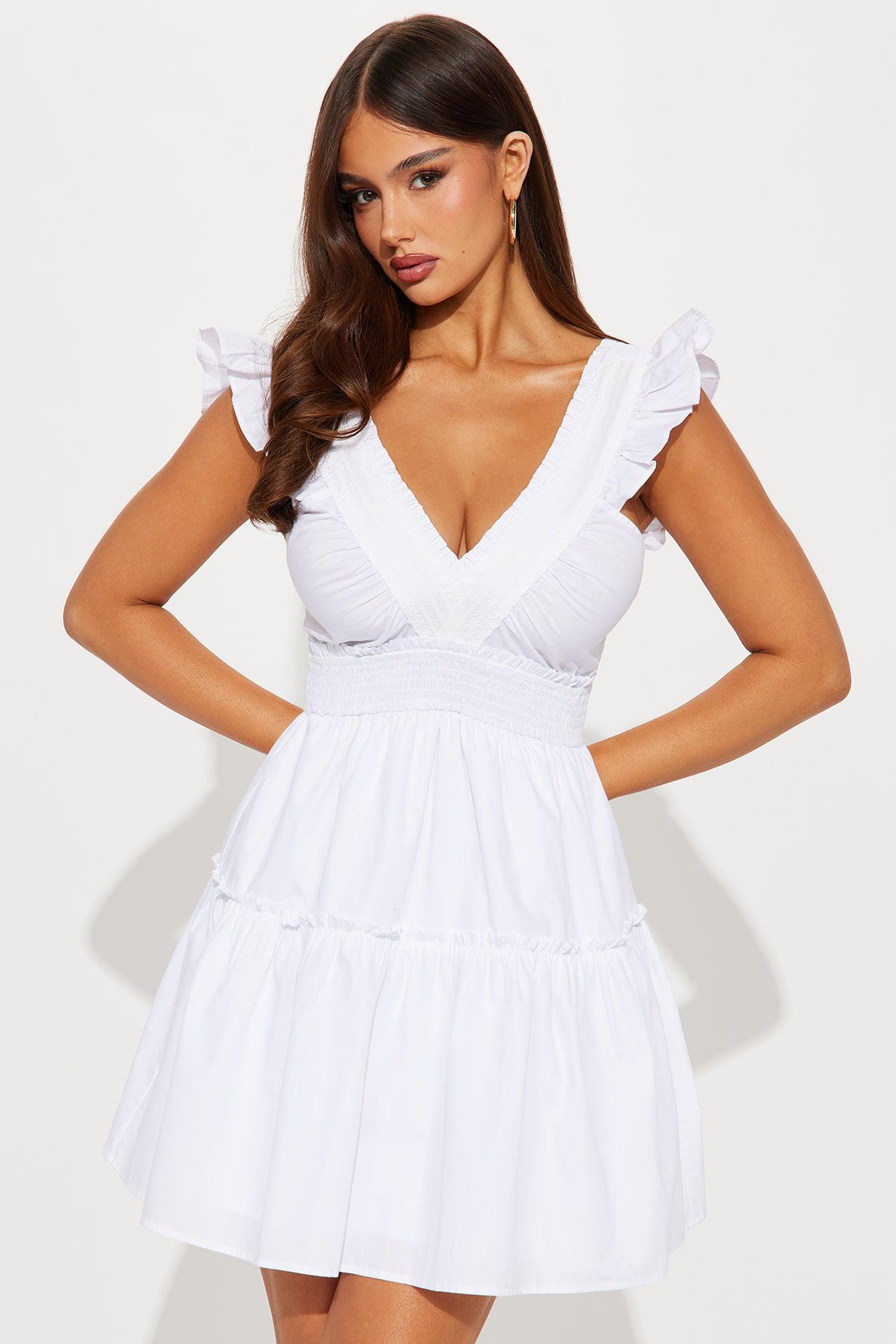 Mayla Babydoll Mini Dress - Off White Product Image