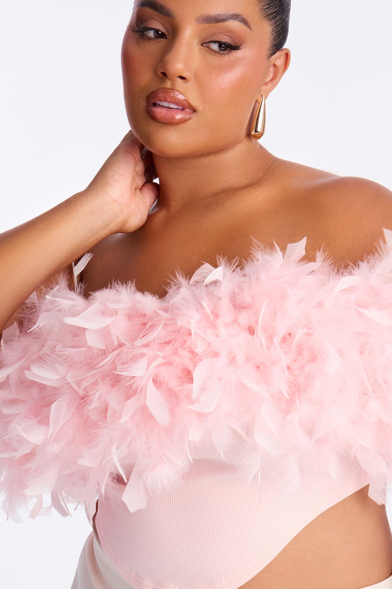 Melba Feather Trim Tube Top - Pink Female Product Image