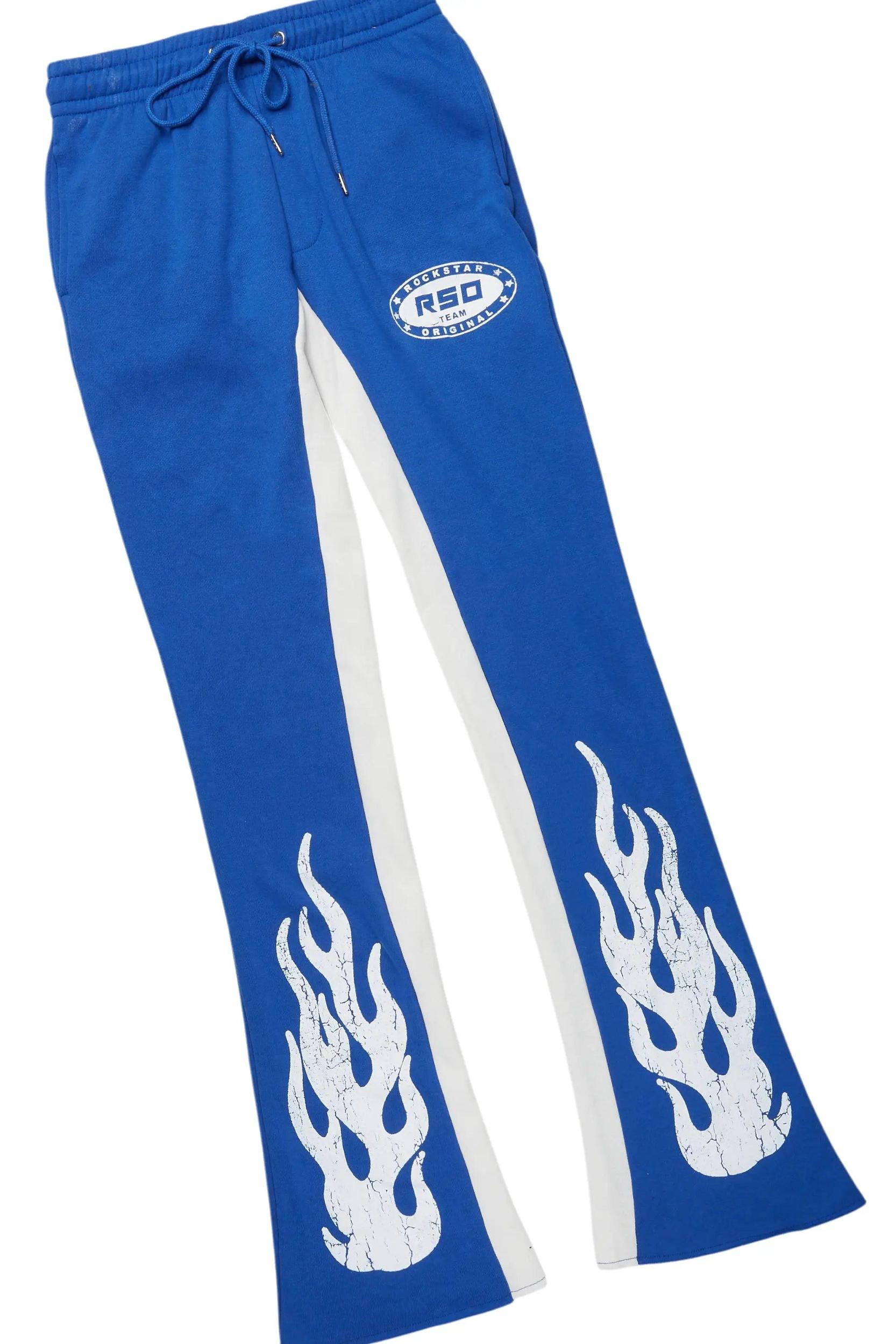 Amos White/Royal Double Layer T-Shirt/Stacked Baggy Pant Set Male Product Image