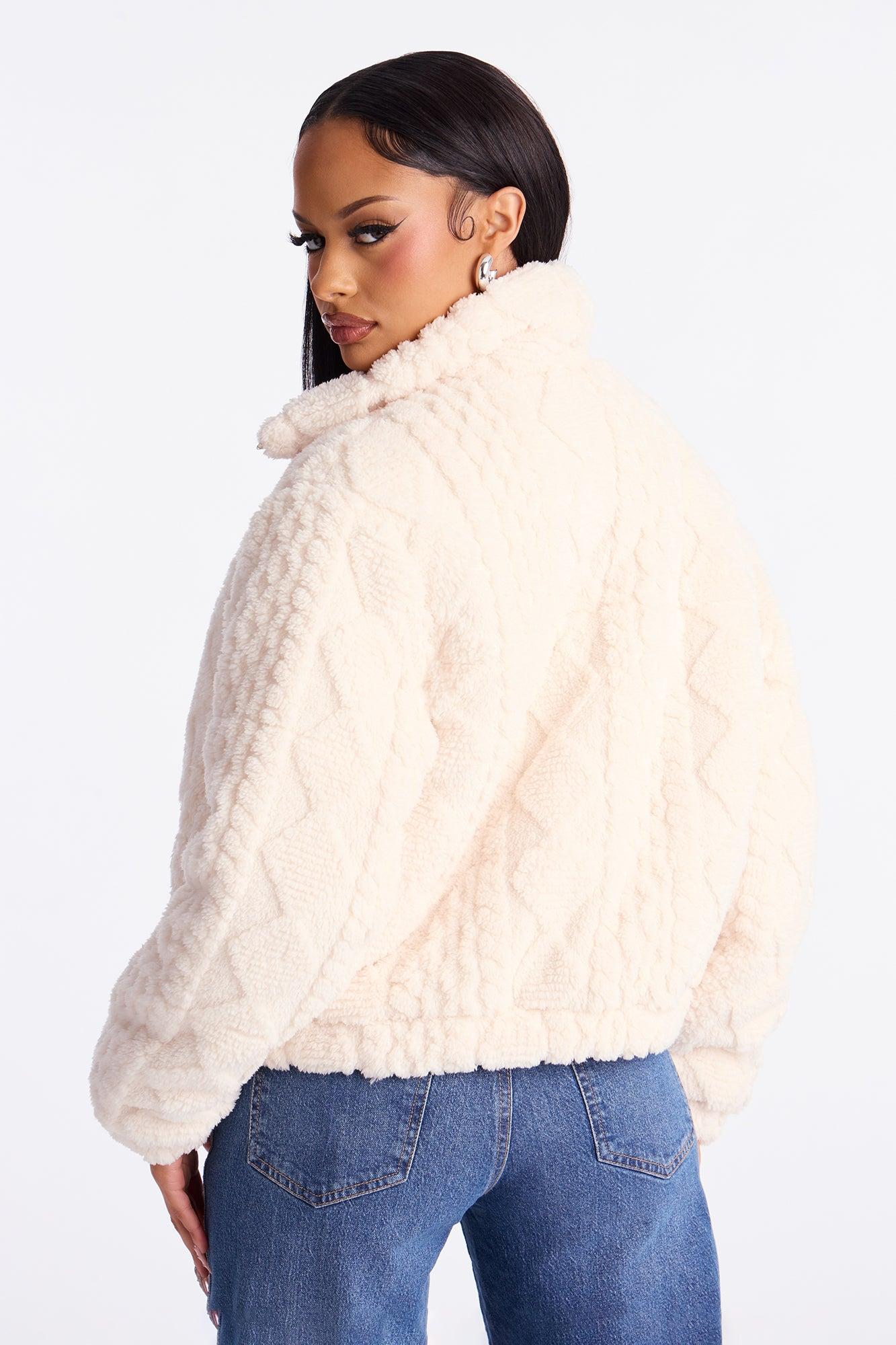 Frosted Dreams Faux Fur Puffer Jacket - Cream Female Product Image