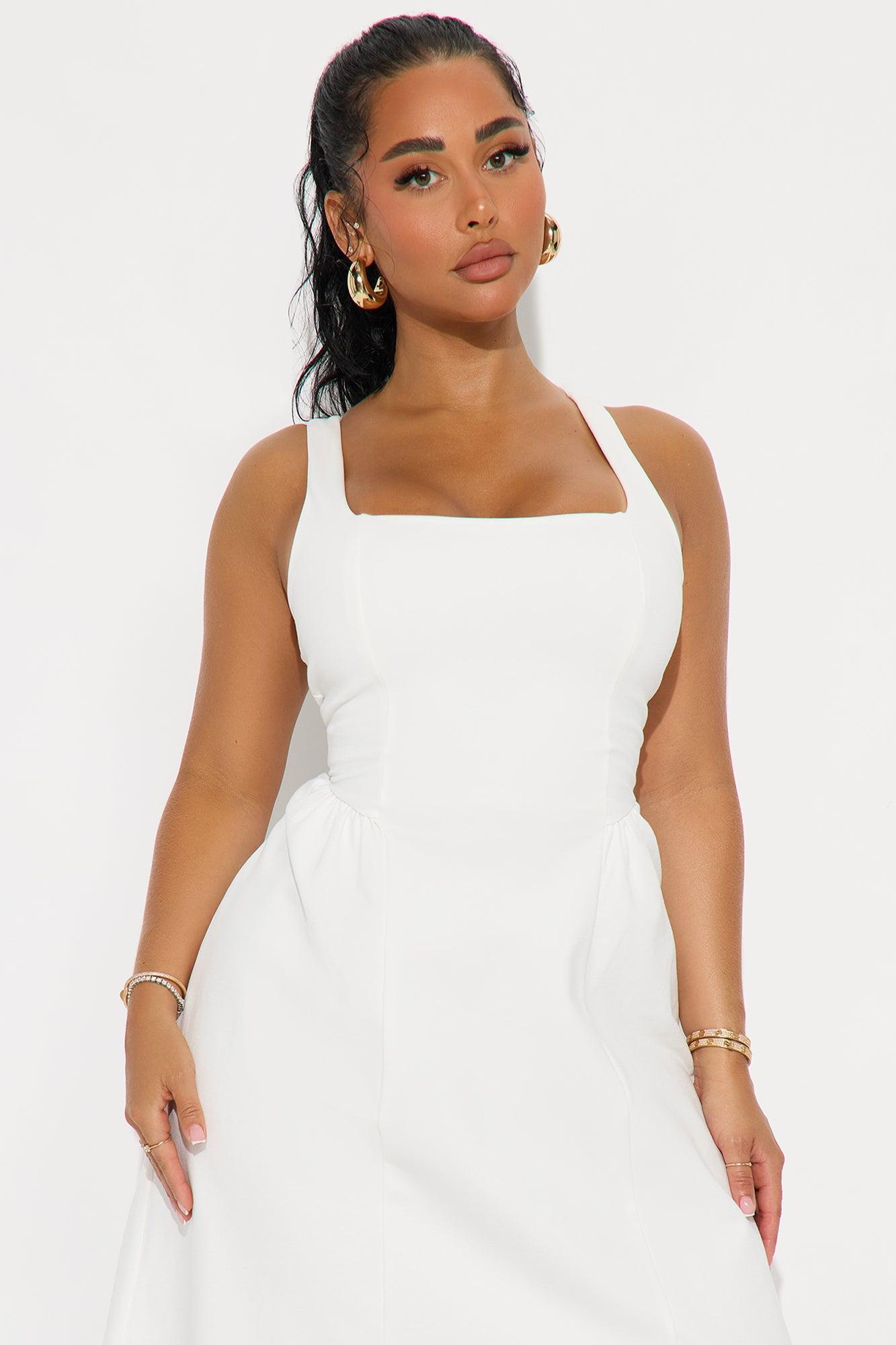 Phoebe Ruched Ponte Midi Dress - Ivory Female Product Image