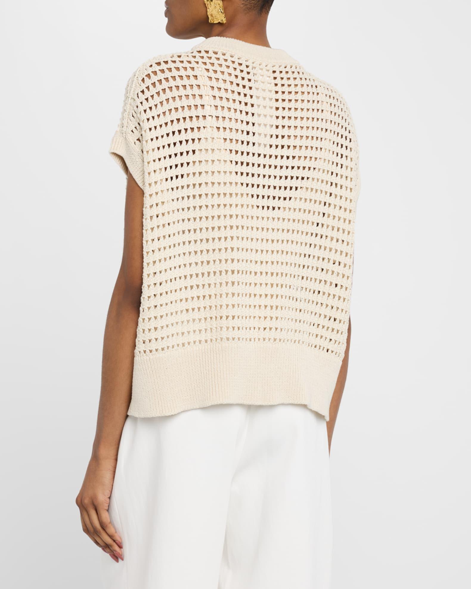 Open-Knit Cotton Sweater Vest Product Image