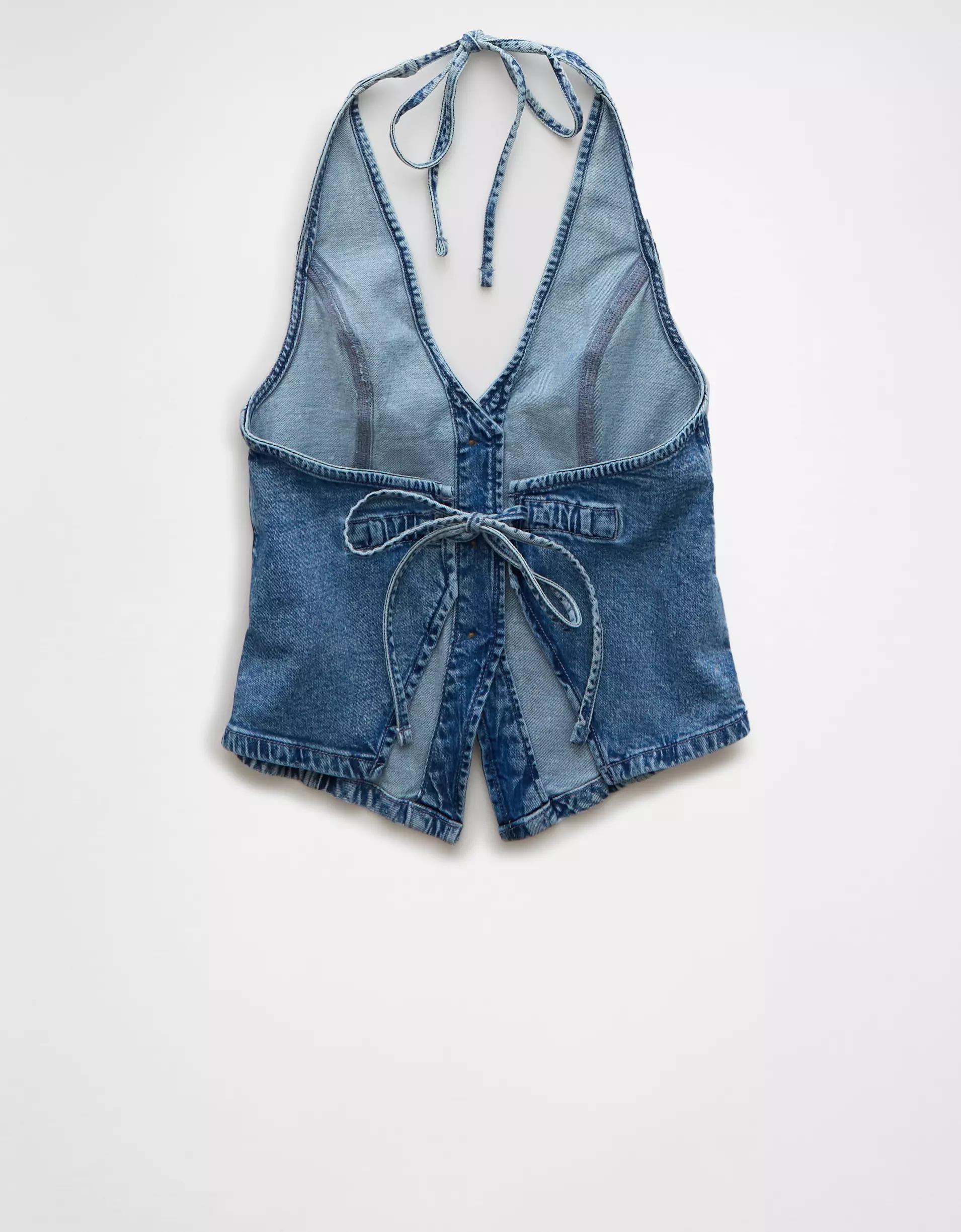 AE Denim V-Neck Halter Vest Product Image