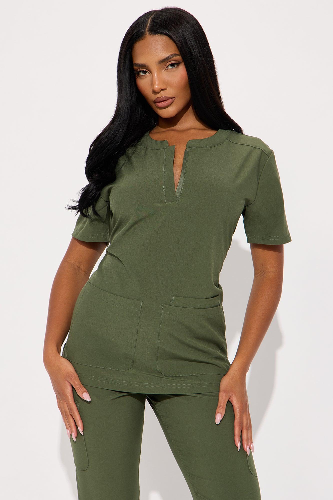 Daily Clock In 4 Way Stretch Uniform Scrub Jogger Set - Olive Female Product Image