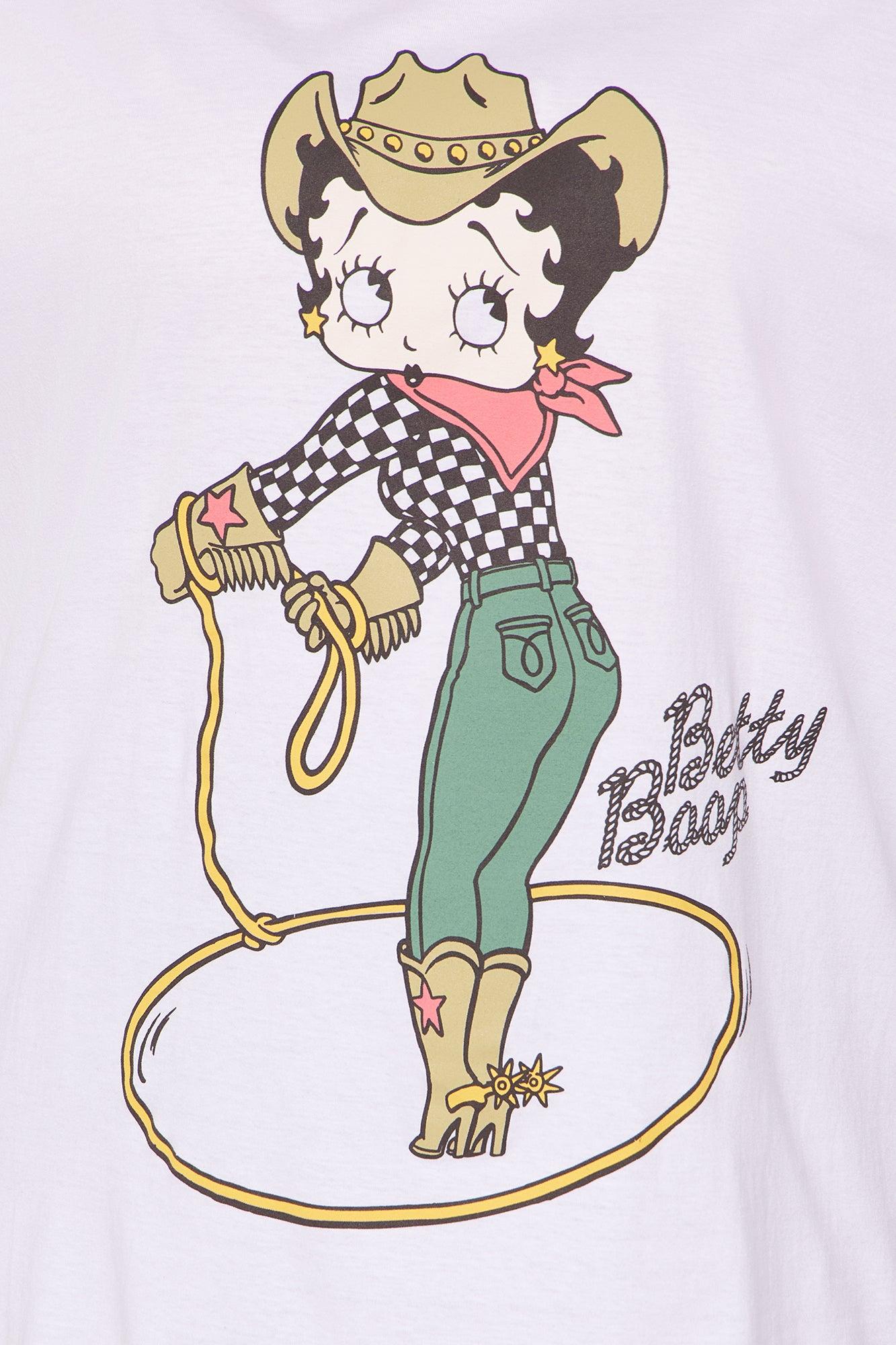 Betty Boop Cowgirl Oversized Tee - White Product Image