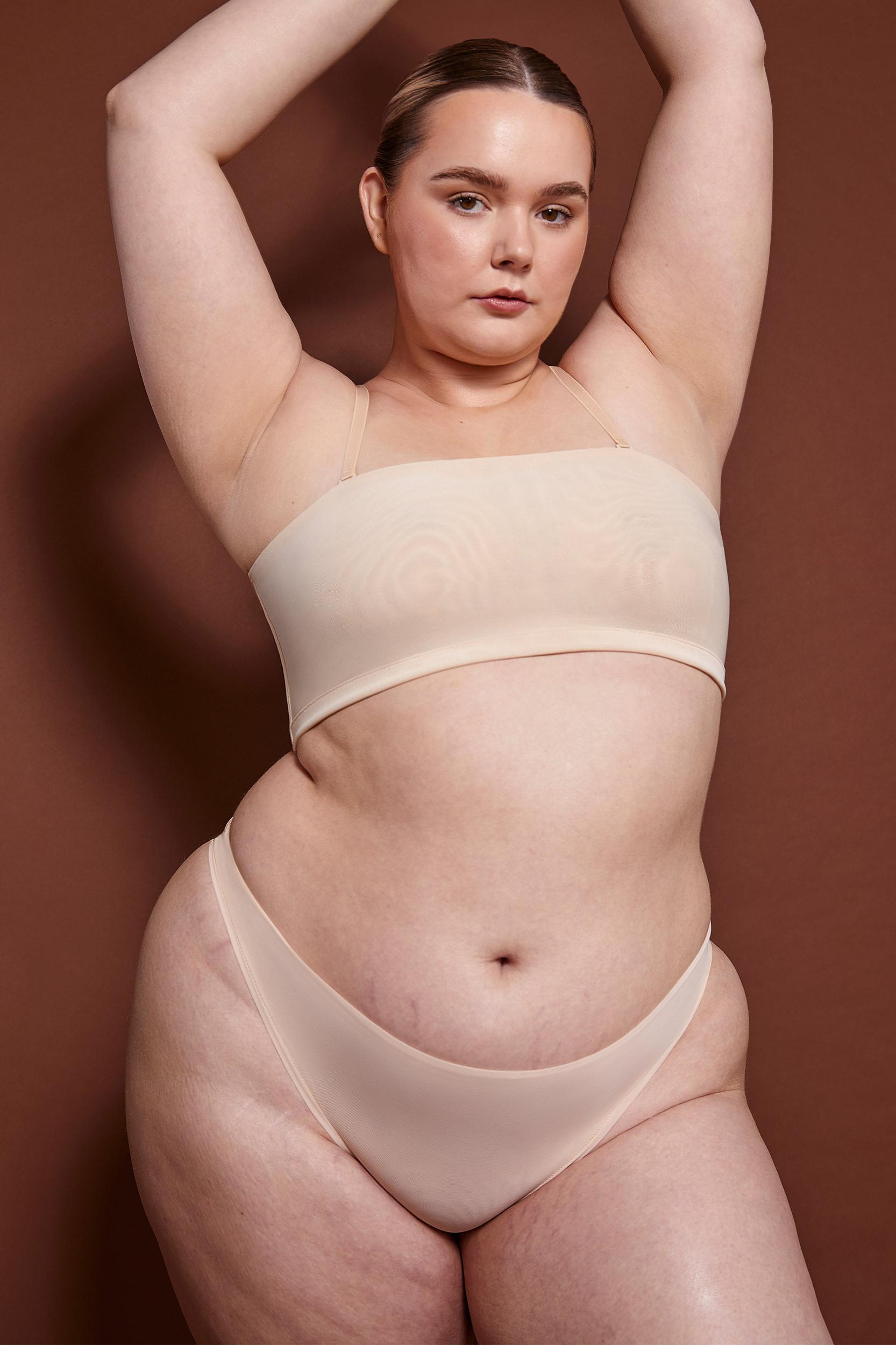 Soft Mesh Bandeau Bra in Beige Product Image