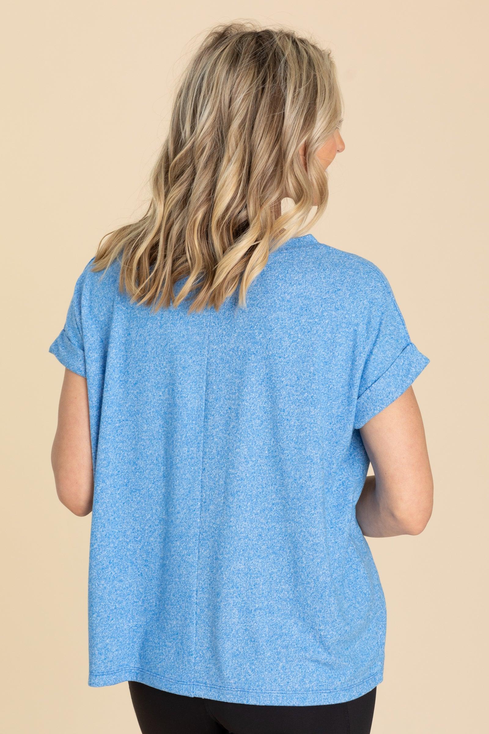 Soft Melange Hacci V-Neck Knit Tee Product Image