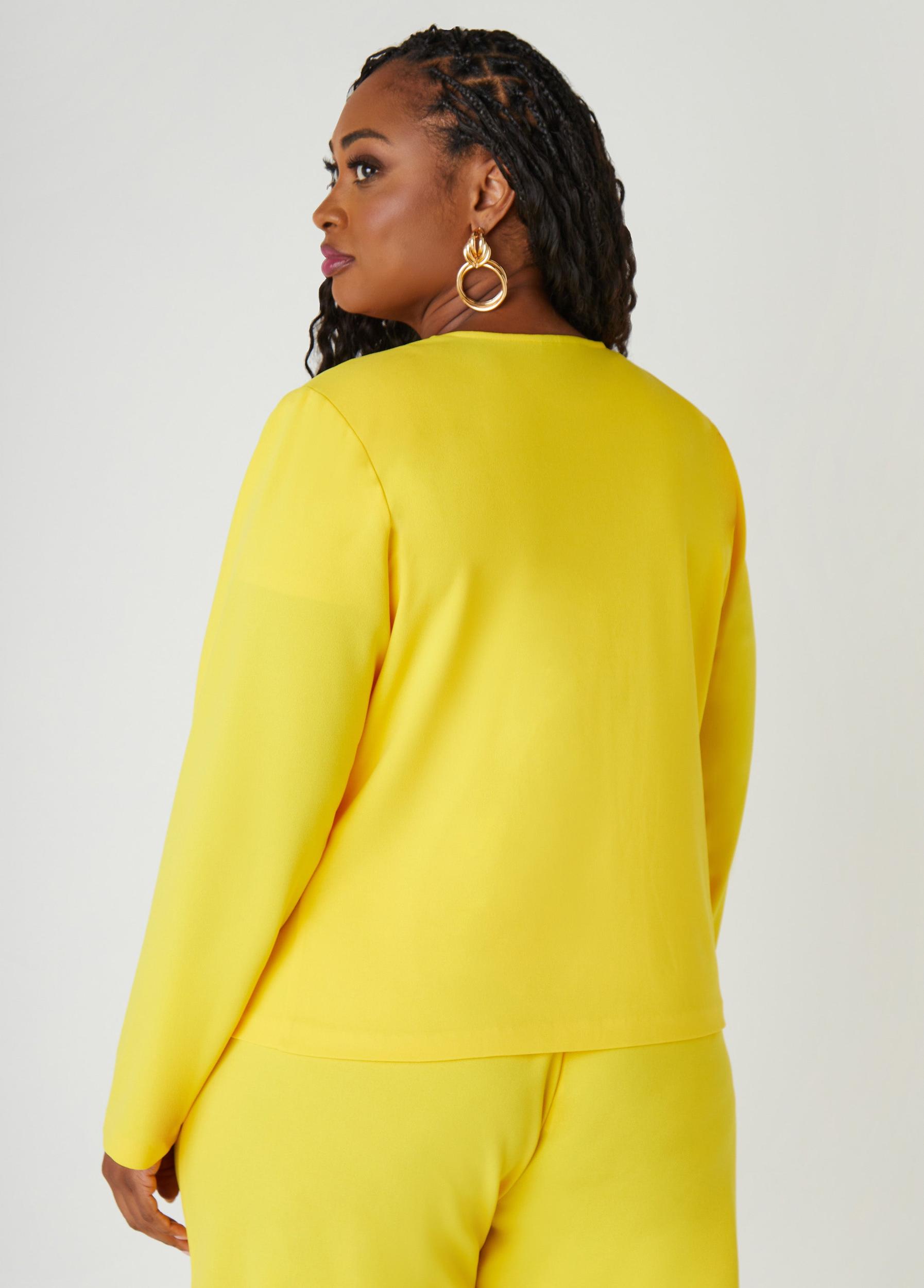 Plus Size Button Detailed Crepe Jacket Ashley Stewart Product Image
