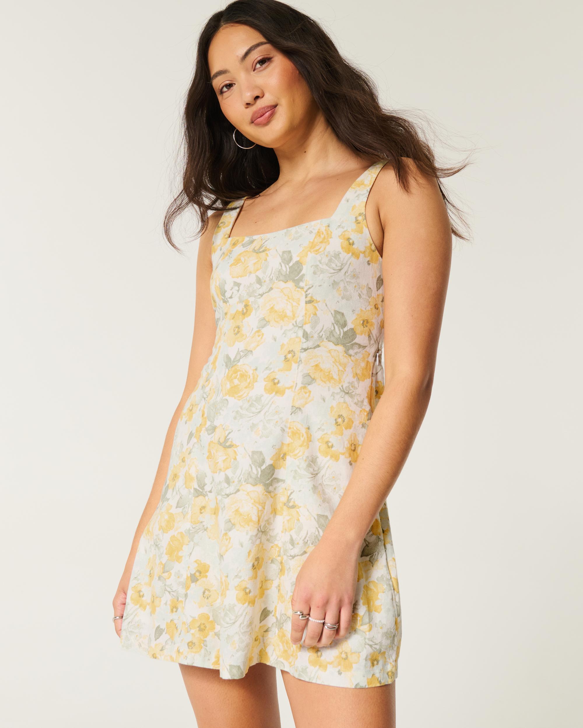 Linen-Blend Structured Mini Dress Product Image