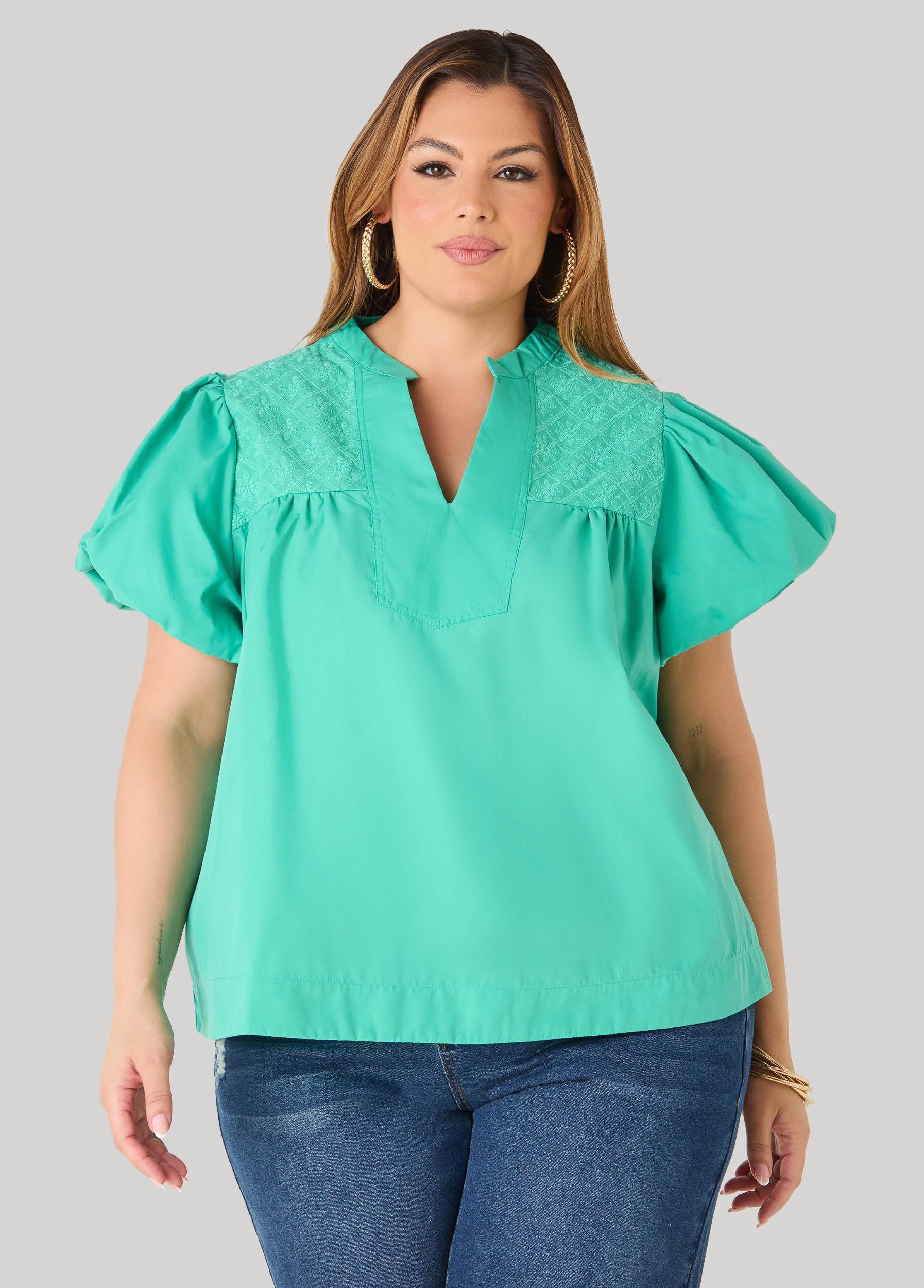 Puff Sleeve Embroidered Top Product Image