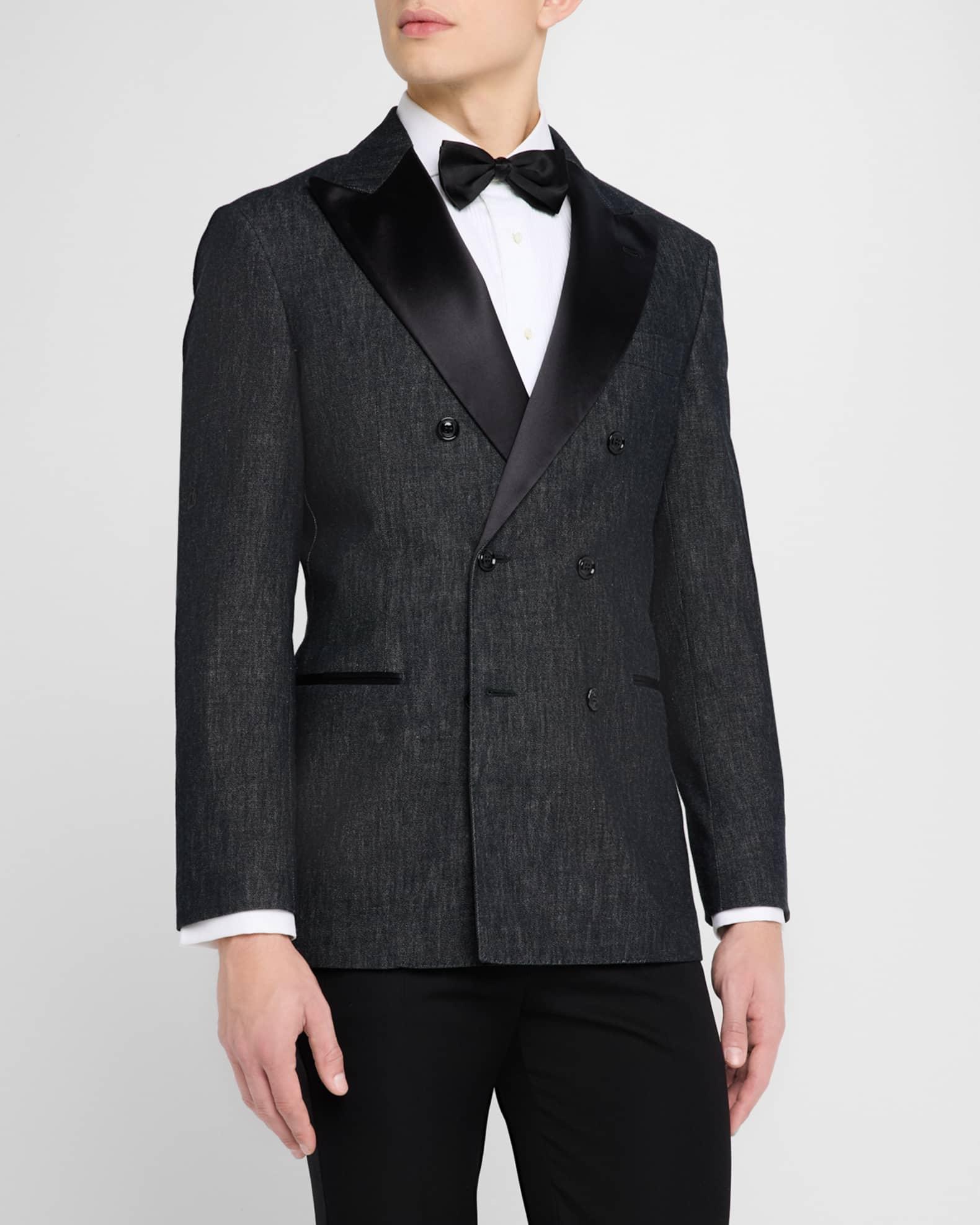 Men's Satin Peak Lapel Double-Breasted Sport Coat Product Image