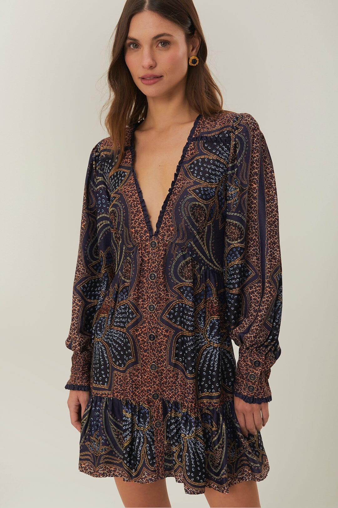 Blue Floral Glam LENZING™ ECOVERO™ Mini Dress Product Image