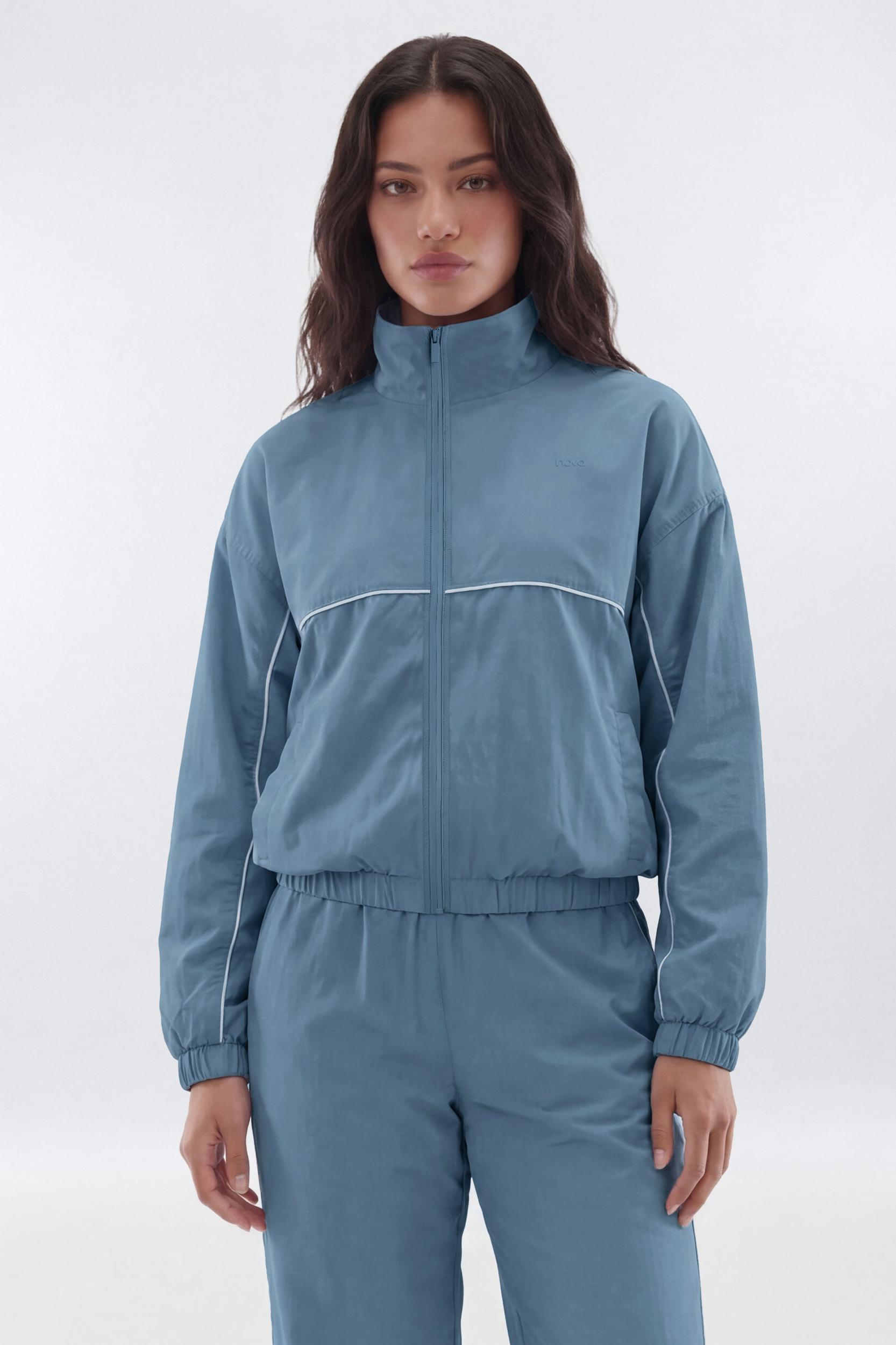 CoreNylon Mock Neck Full Zip Track Jacket - Soft Indigo Female Product Image