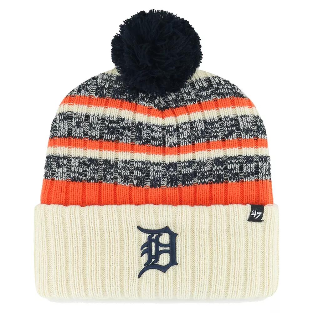 Men's '47 Natural Detroit Tigers Tavern Cuffed Knit Hat with Pom, Beige Product Image