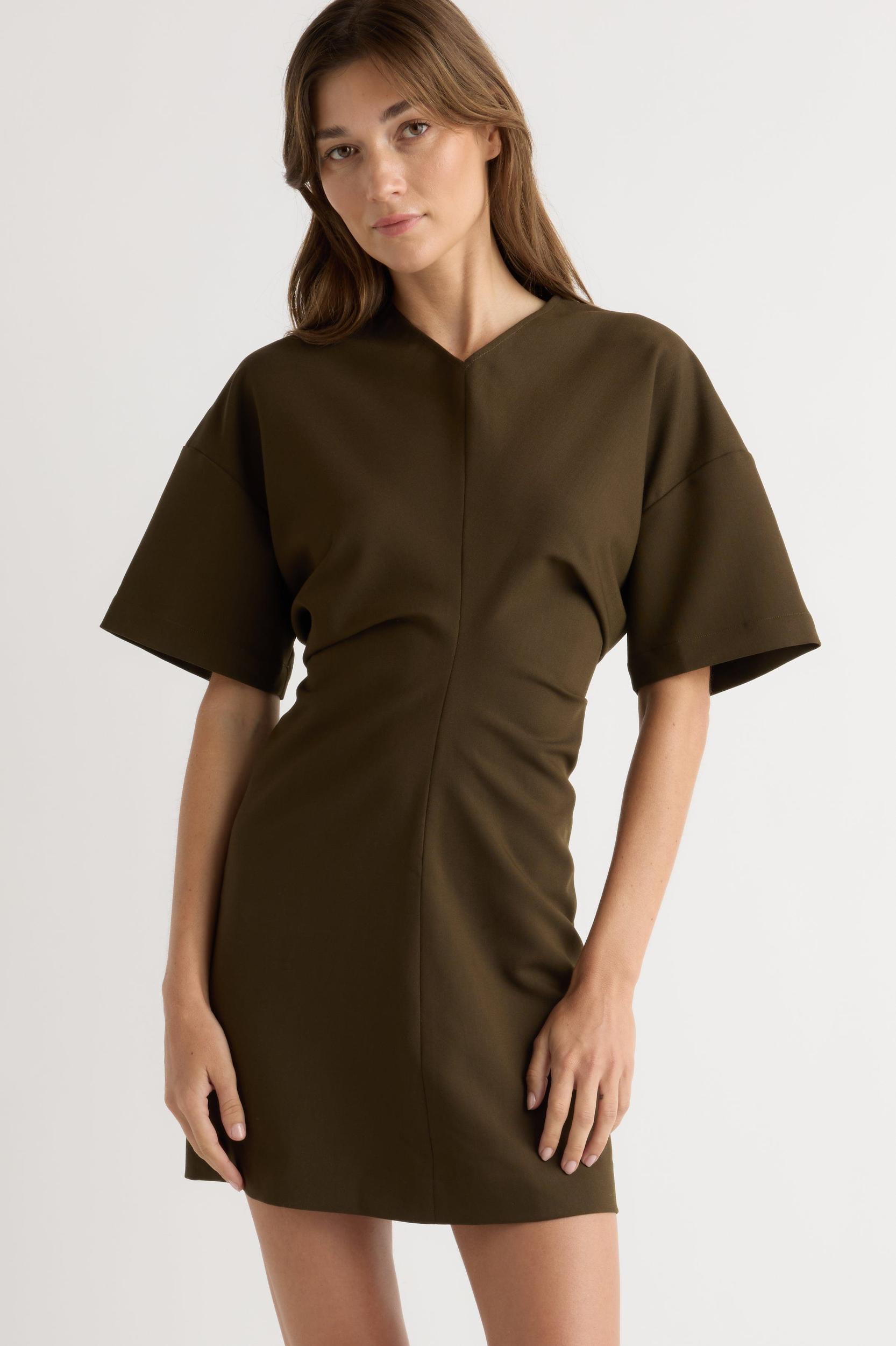 Fiore Ruched V-Neck Mini Dress Product Image