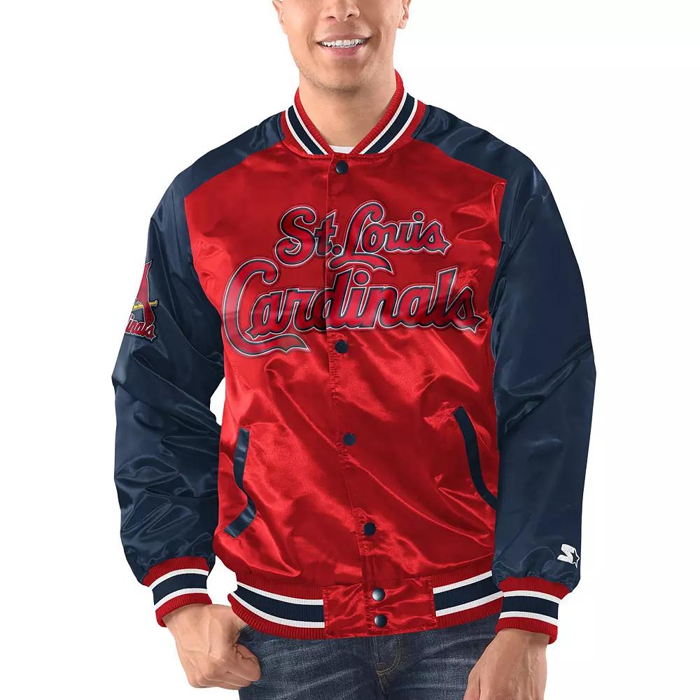 Men's Starter Red/Navy St. Louis Cardinals Varsity Satin Full-Snap Jacket, Size: XL Product Image